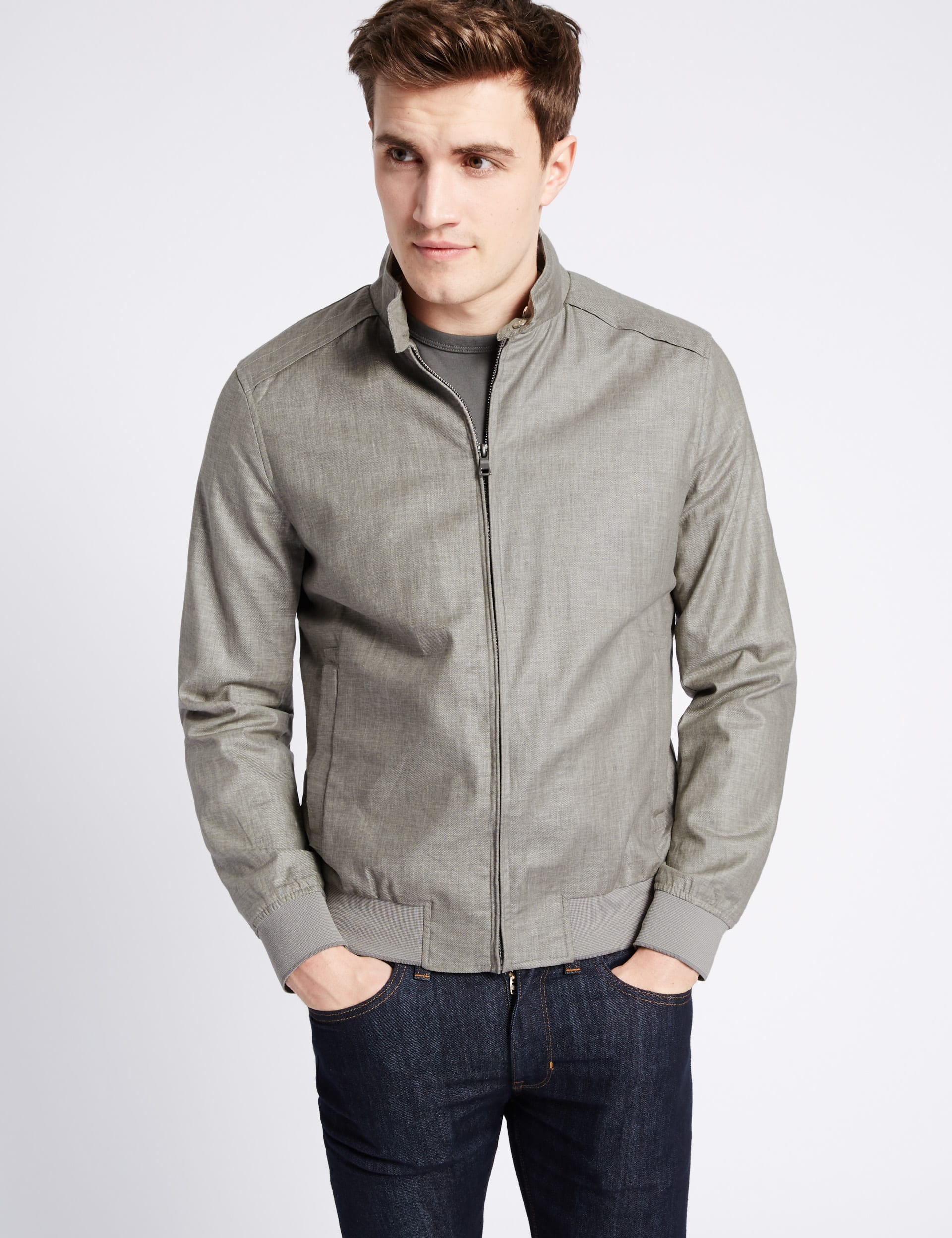 Linen Blend Bomber Jacket with Stormwear™ Image 2 of 6