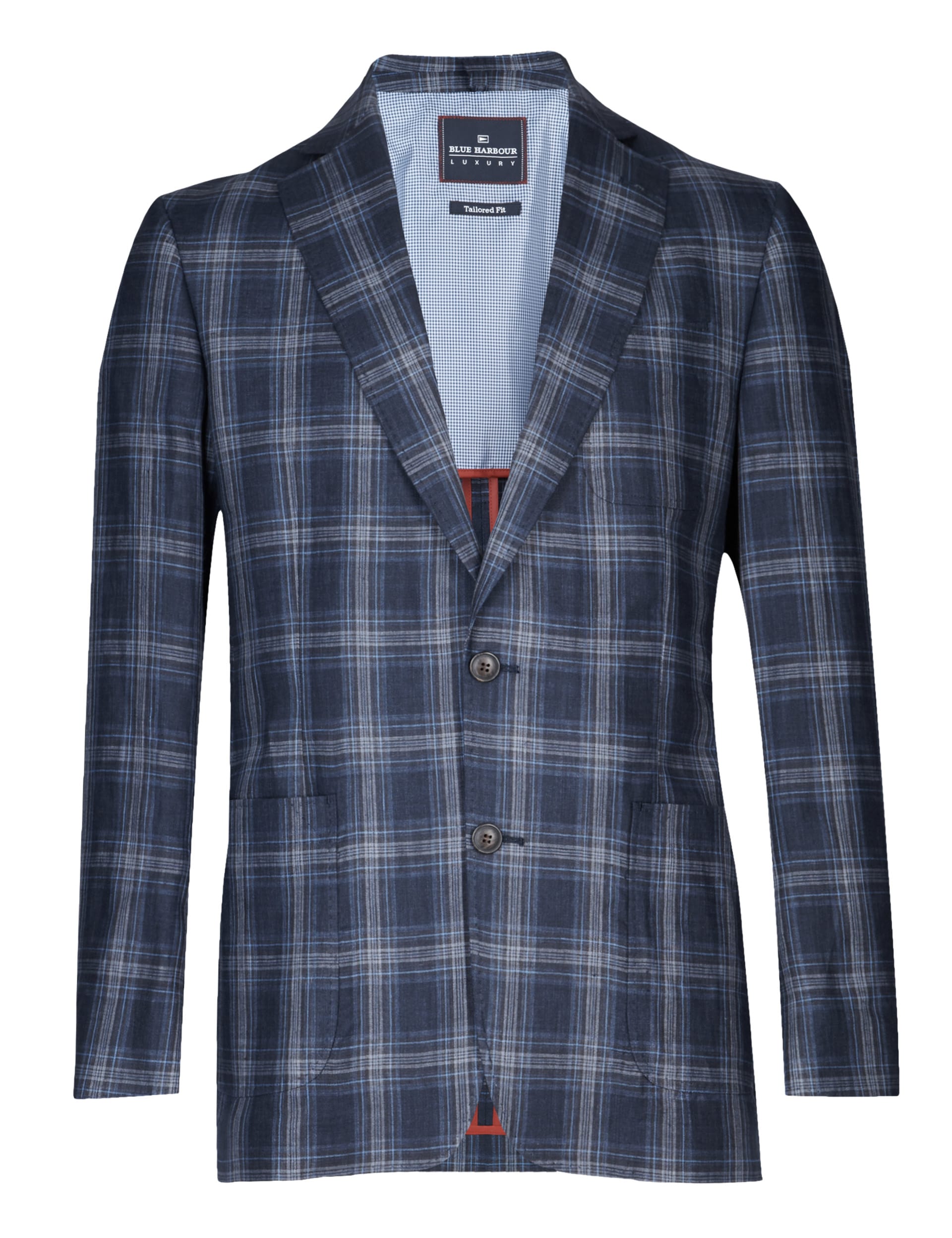 Pure Linen 2 Button Large Checked Jacket Image 2 of 5