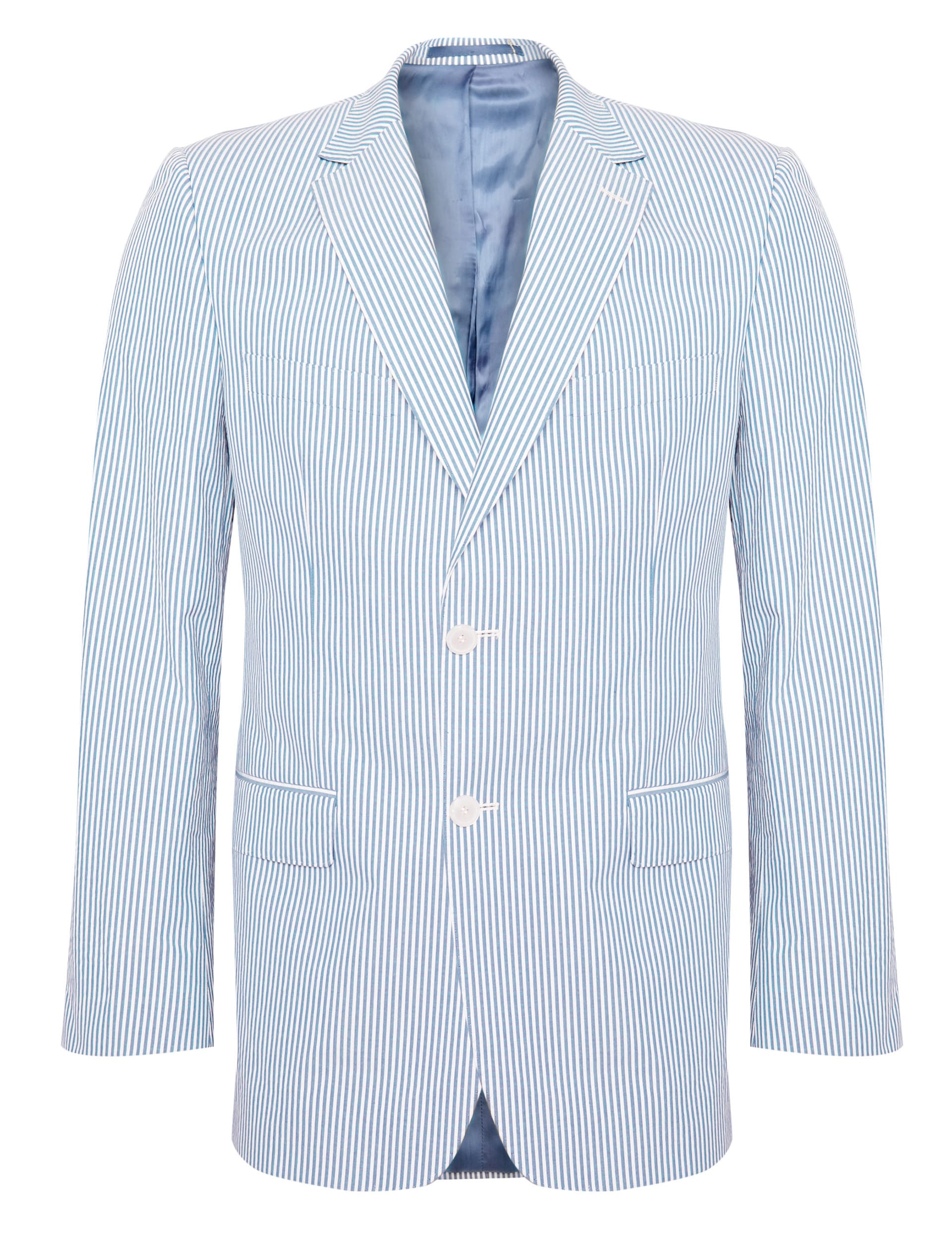 Luxury Sartorial Pure Cotton Seersucker Striped Jacket Image 2 of 5