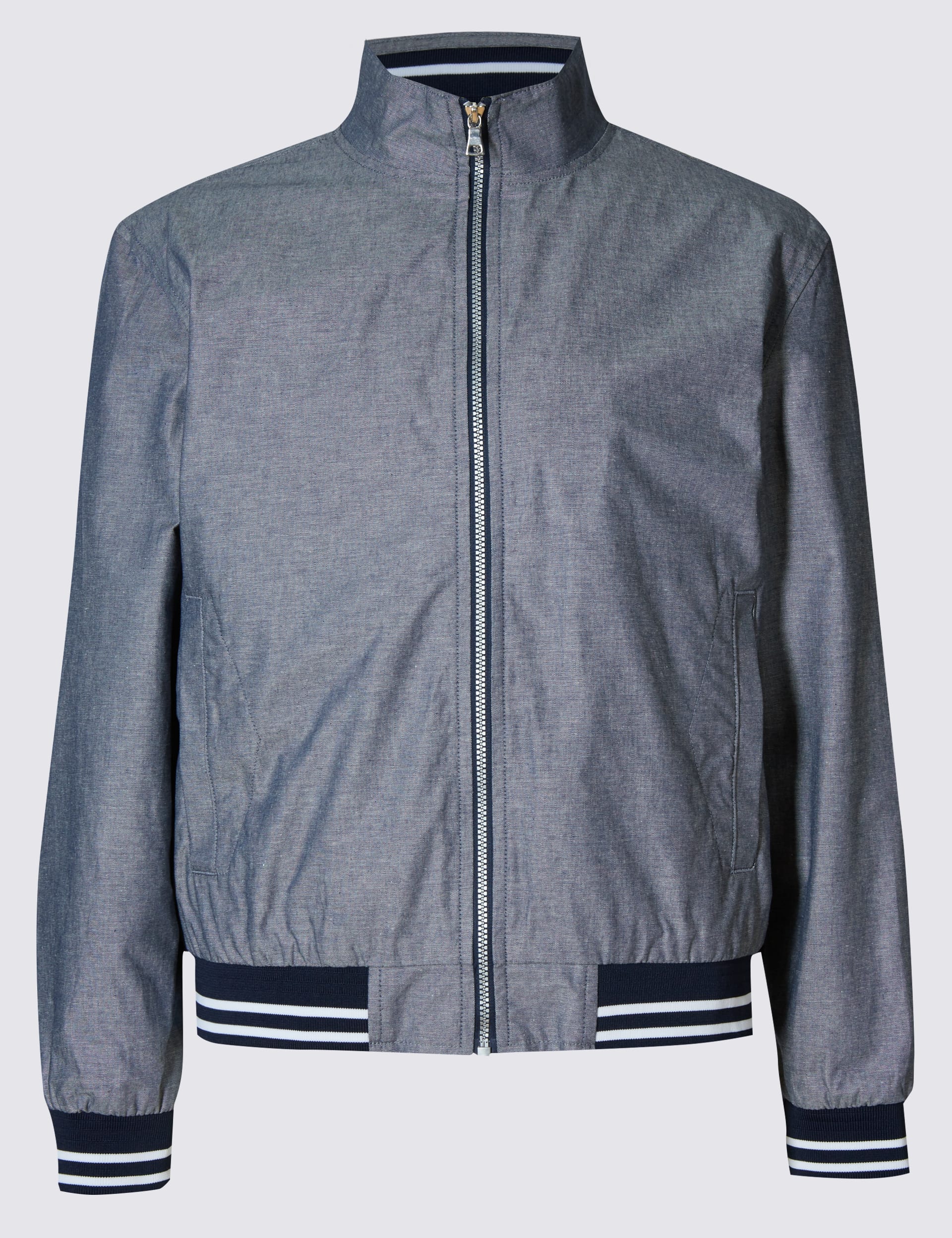 Chambray Cotton Bomber Jacket Image 2 of 5