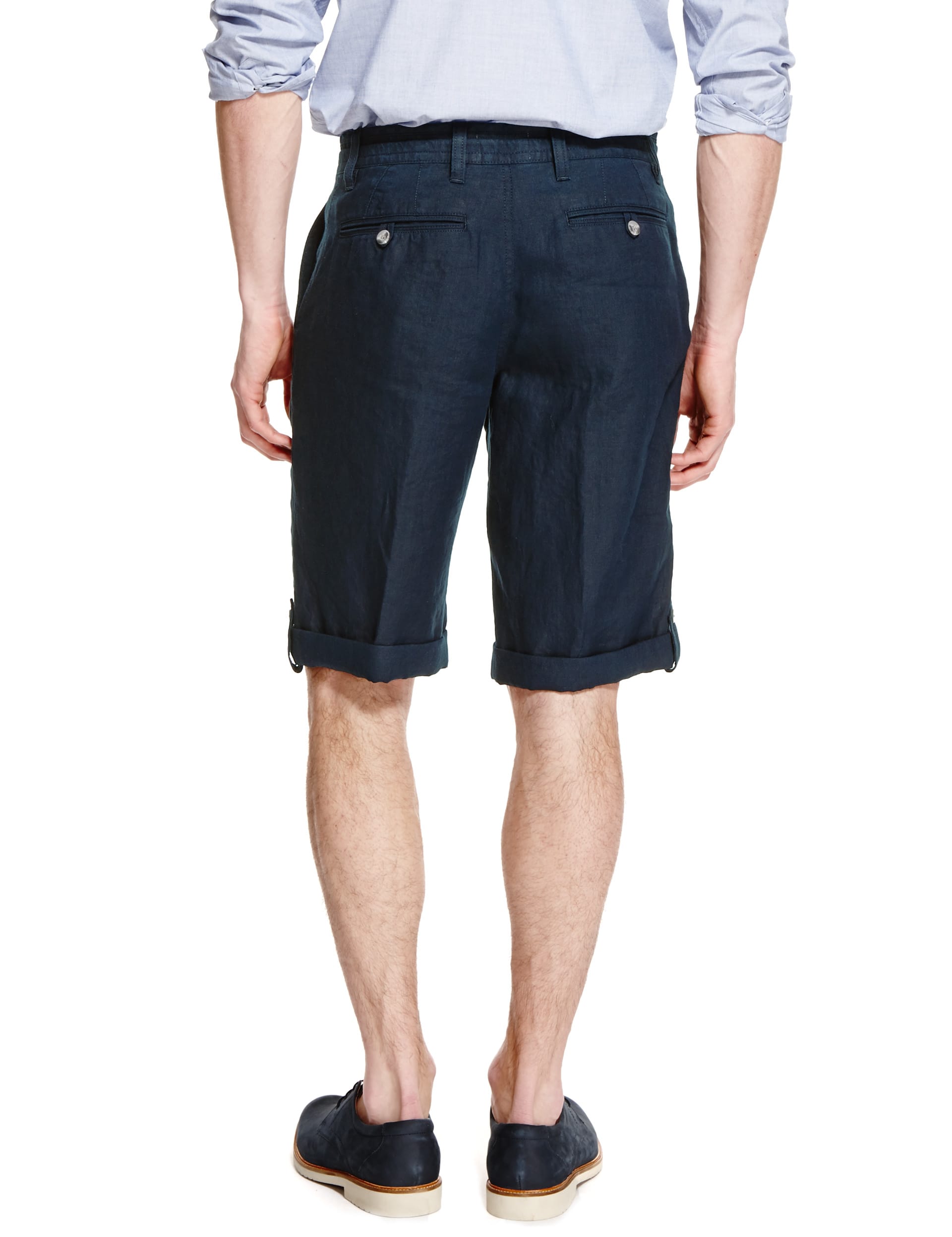 Pure Linen Adjustable Hem Shorts Image 2 of 3