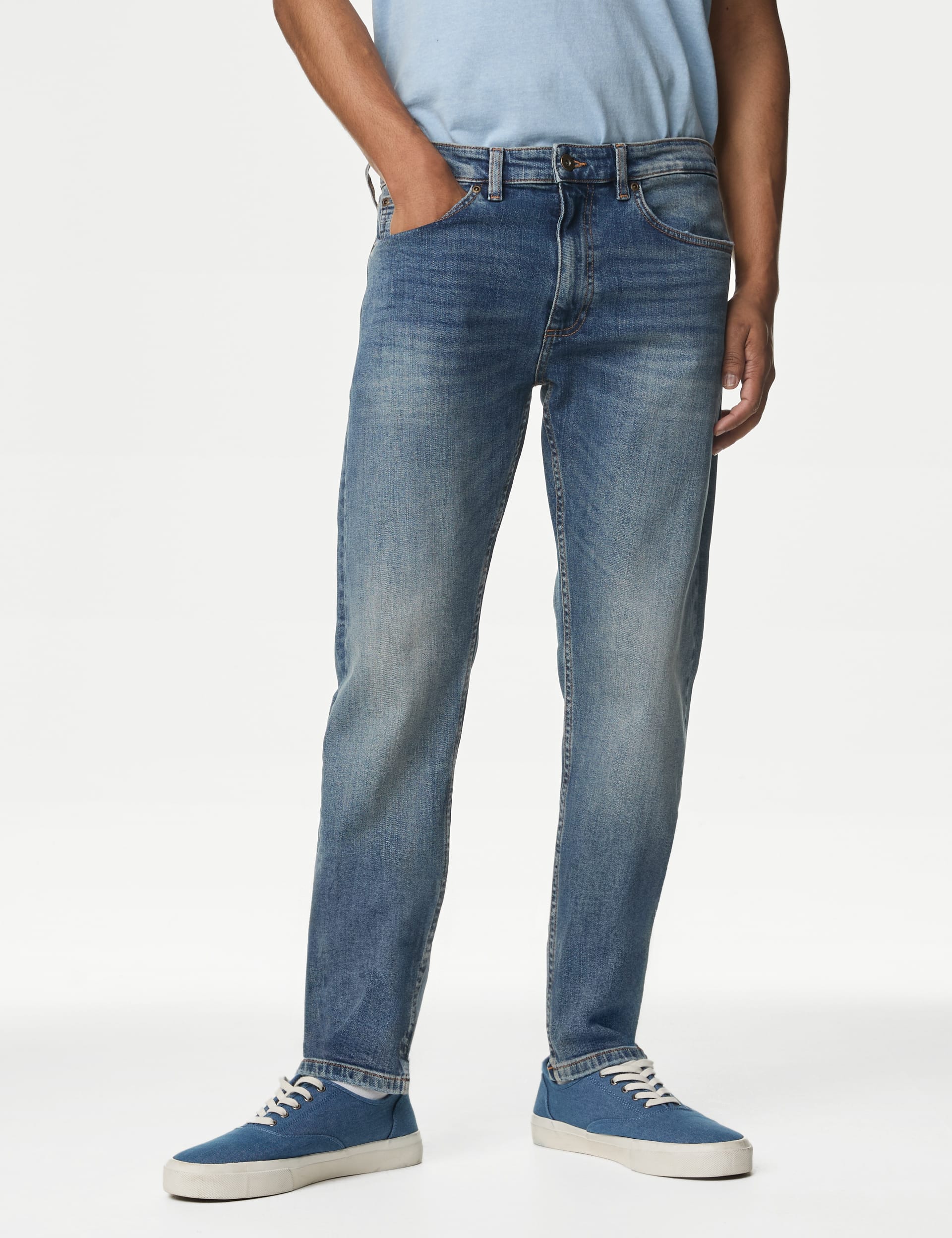 Slim Fit Vintage Wash Stretch Jeans