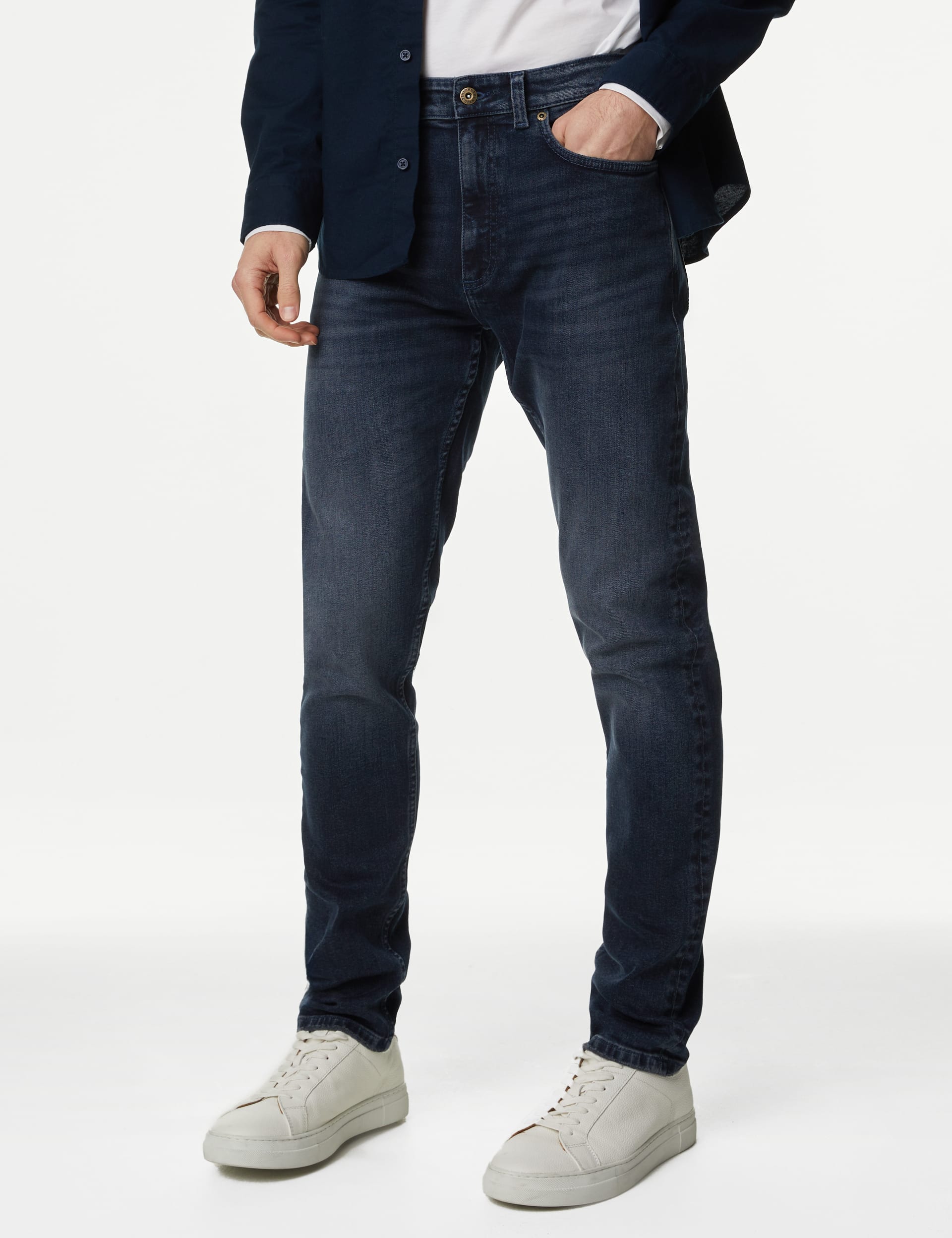 Slim Fit Vintage Wash Stretch Jeans