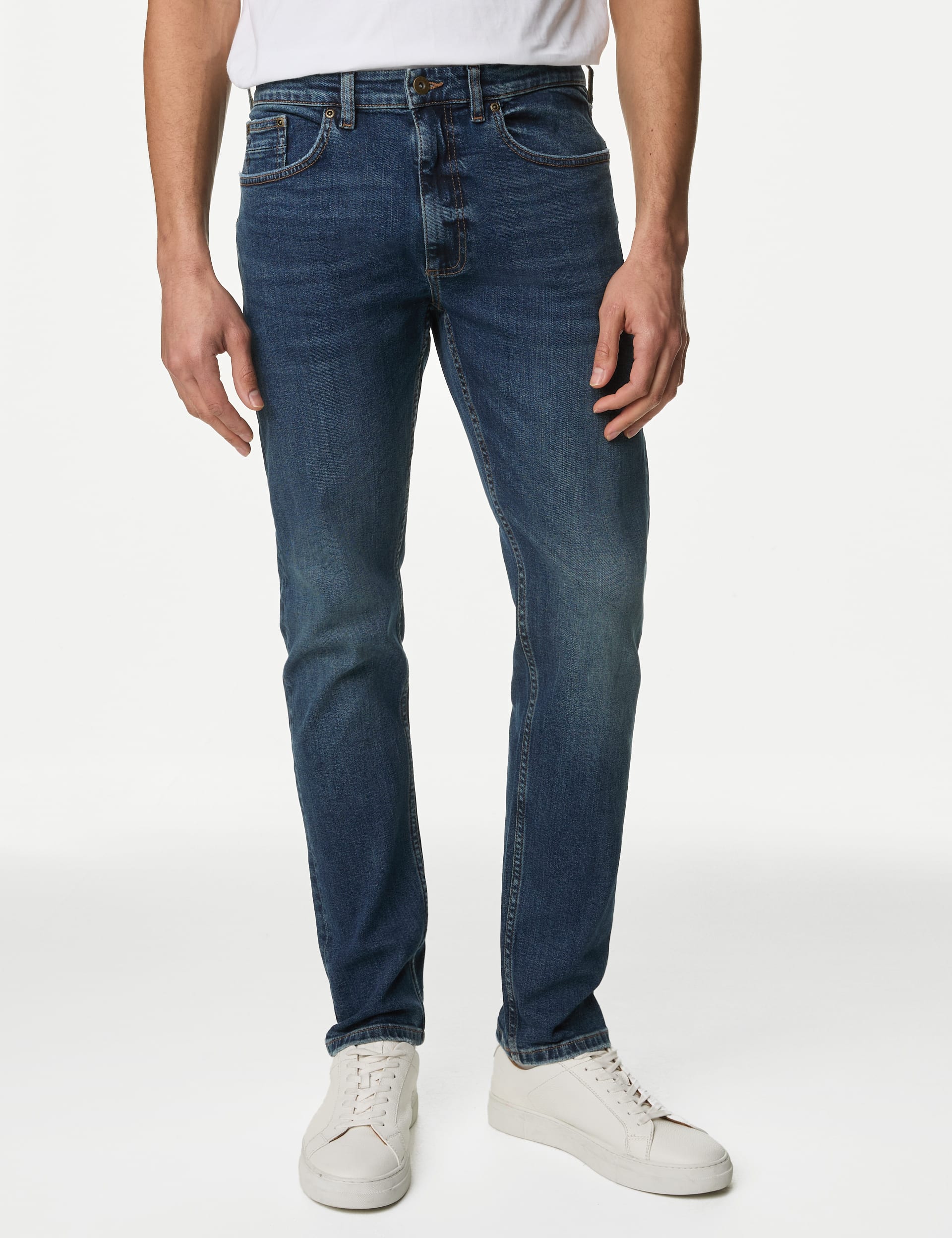 Slim Fit Vintage Wash Stretch Jeans