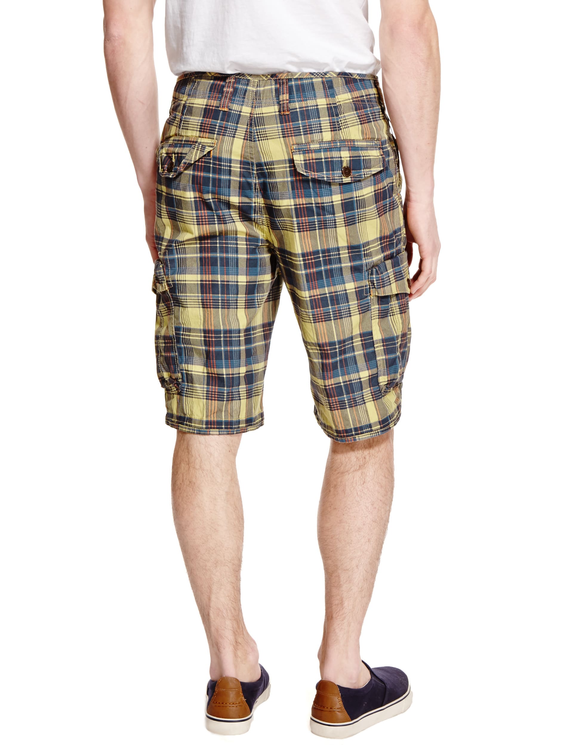 Pure Cotton Checked Cargo Shorts Image 2 of 4