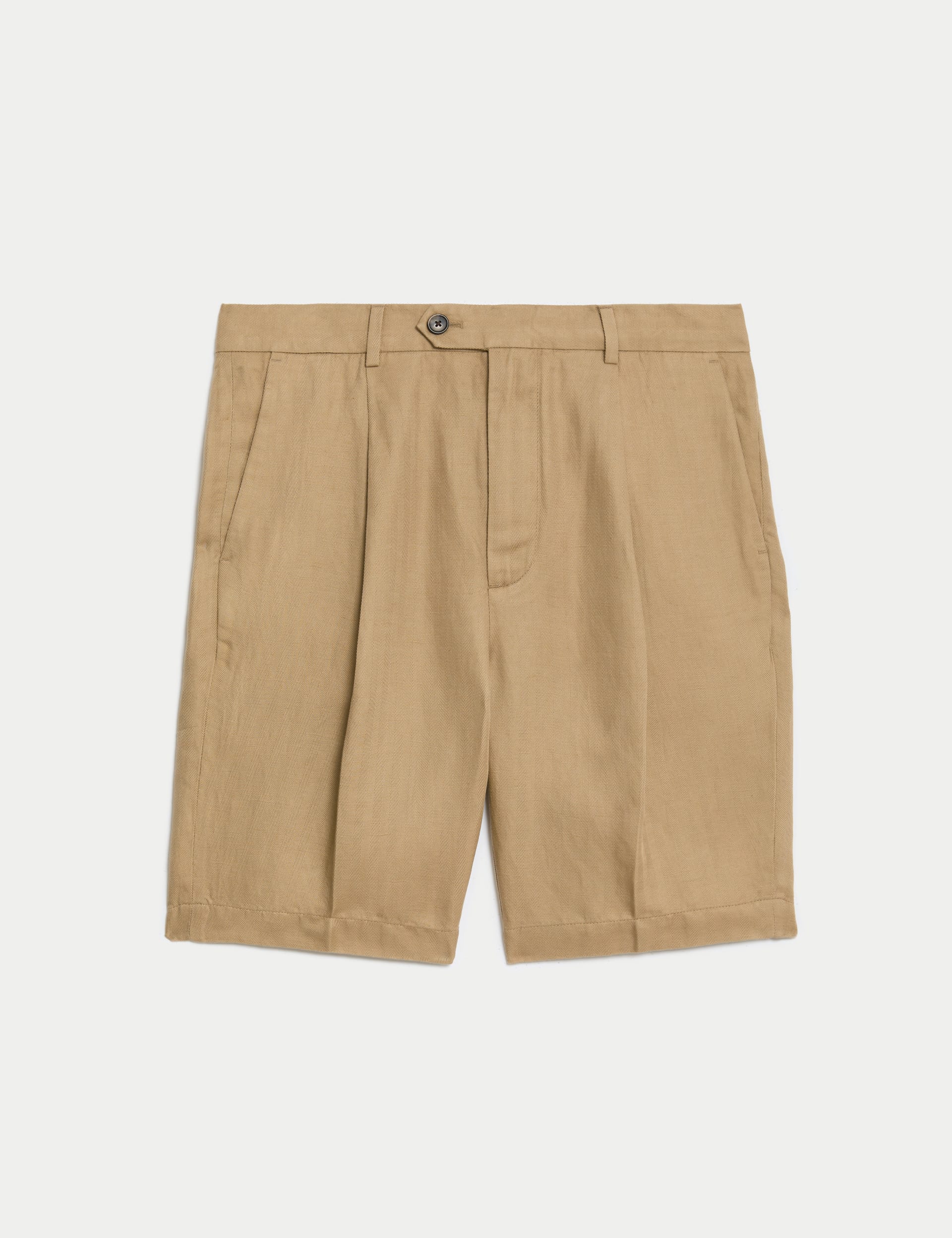 Linen Blend Single Pleat Shorts