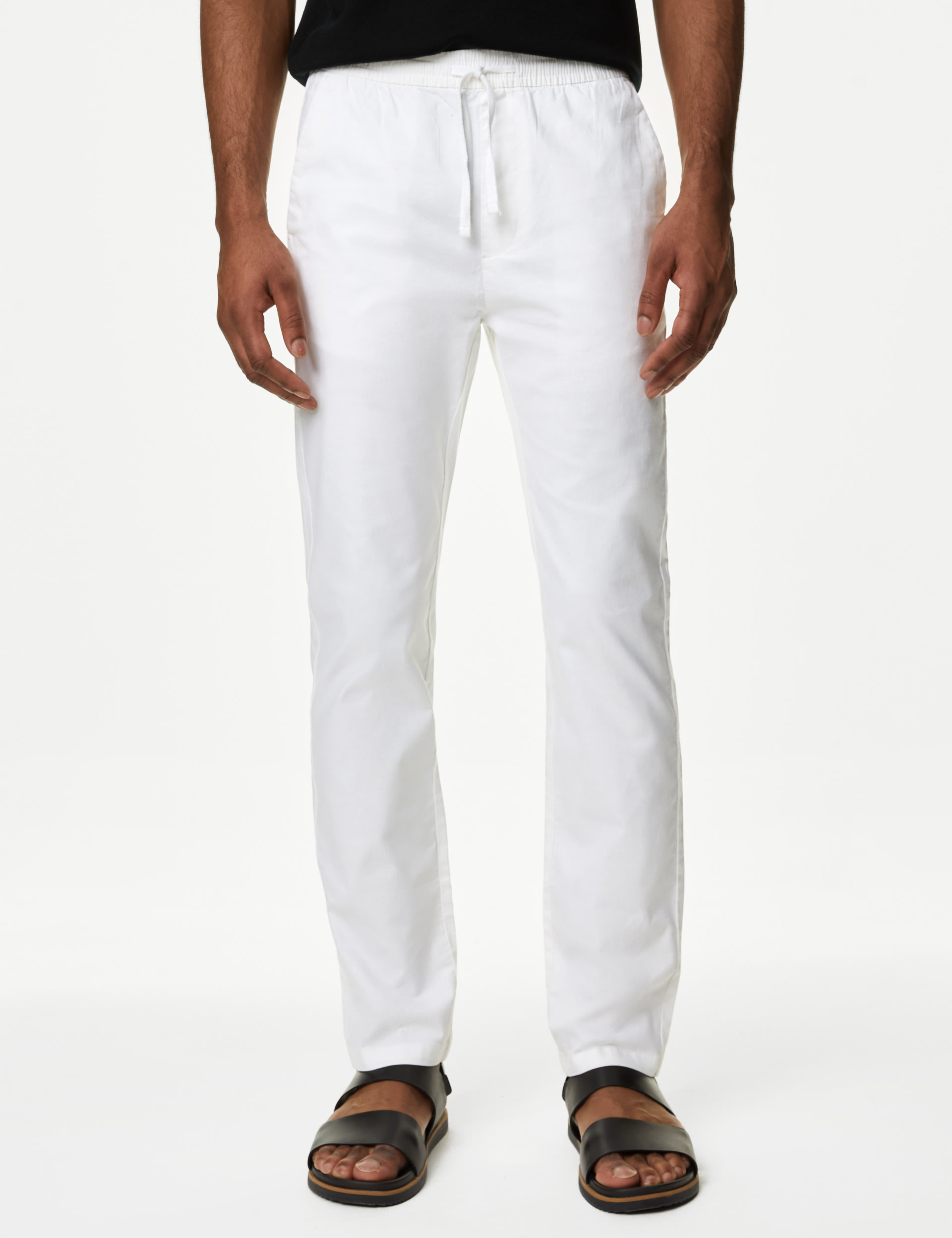 Tapered Fit Linen Blend Trousers