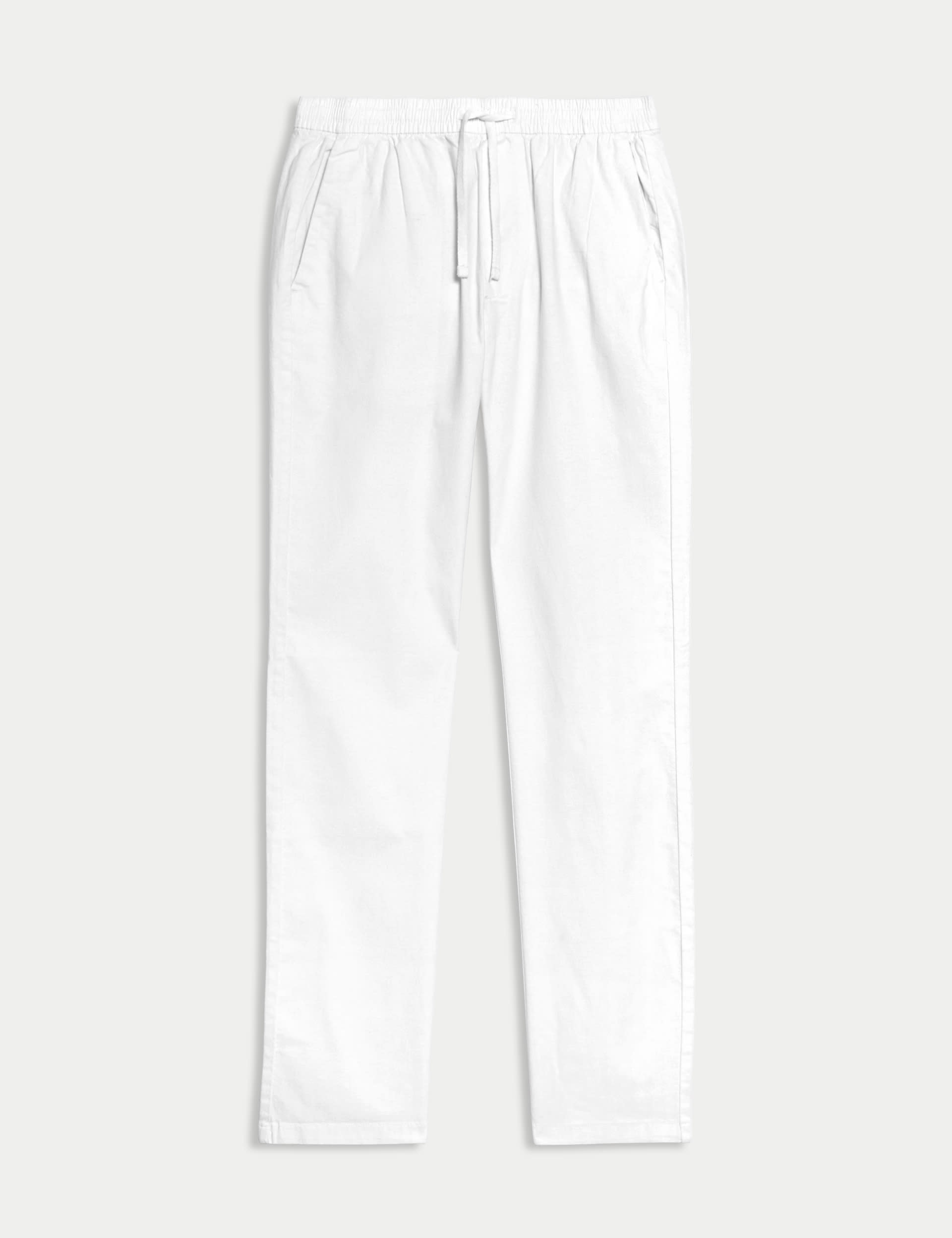 Tapered Fit Linen Blend Trousers