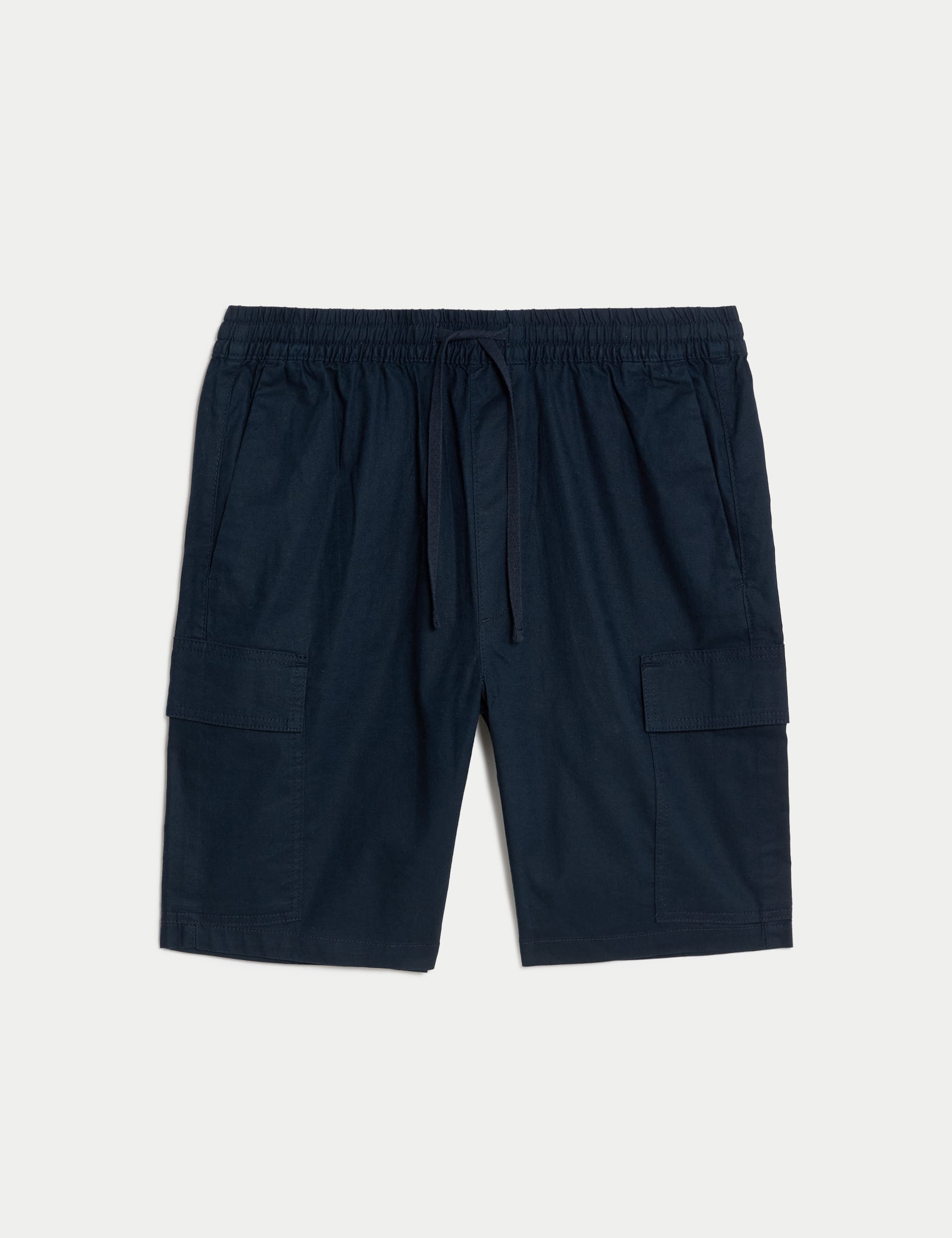 Linen Blend Elasticated Waist Cargo Shorts