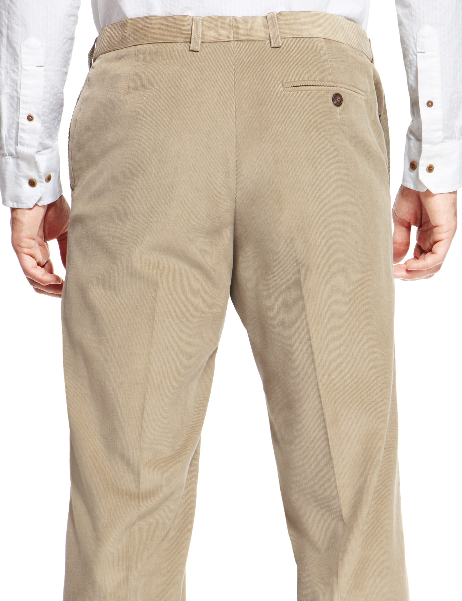 Pure Cotton Flat Front Corduroy Trousers Image 2 of 4