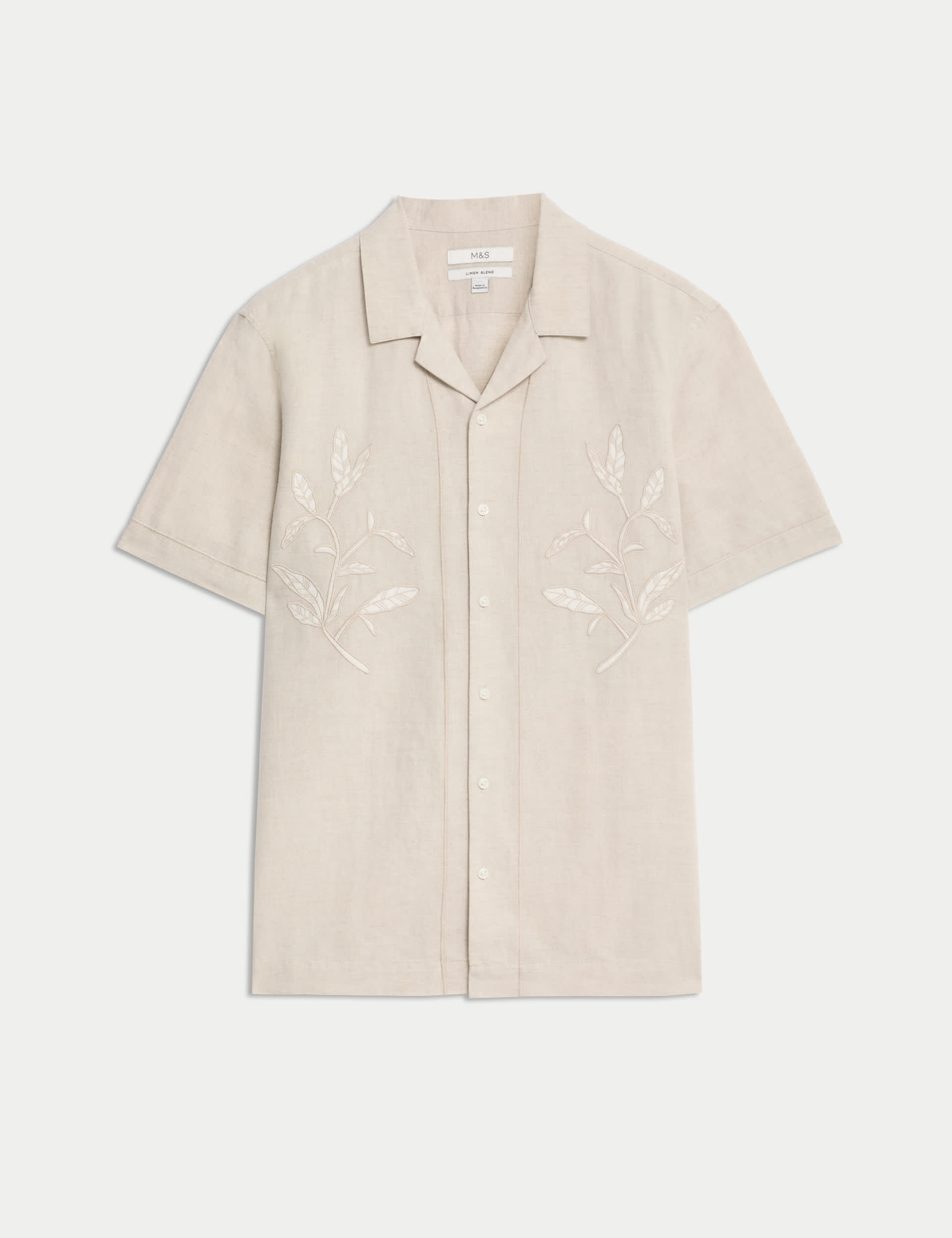 Cotton Linen Blend Cuban Collar Shirt