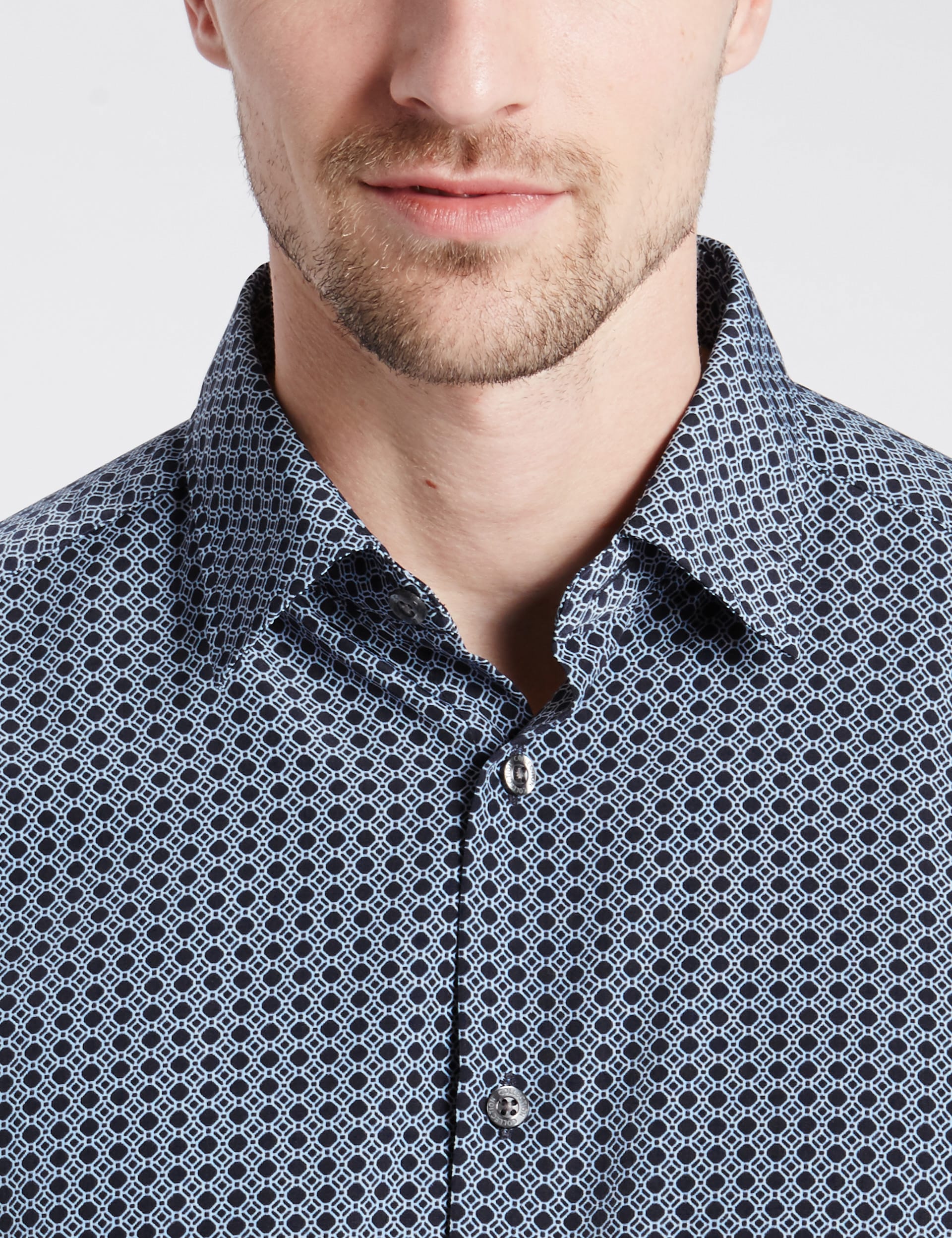 Easy Care Geometric Print Shirt with Pocket Image 2 of 5