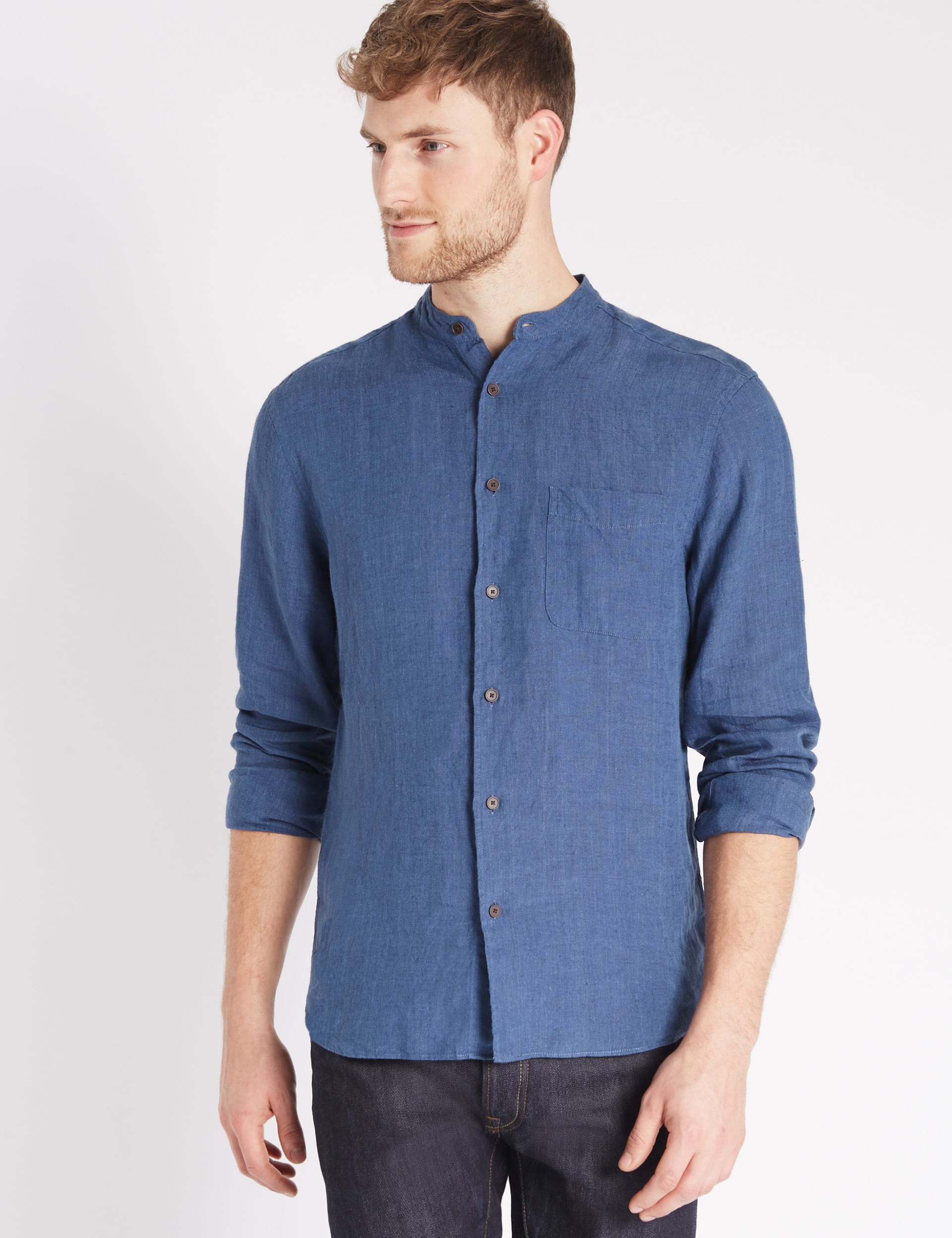 Easy Care Pure Linen Shirt with Pocket Image 2 of 5