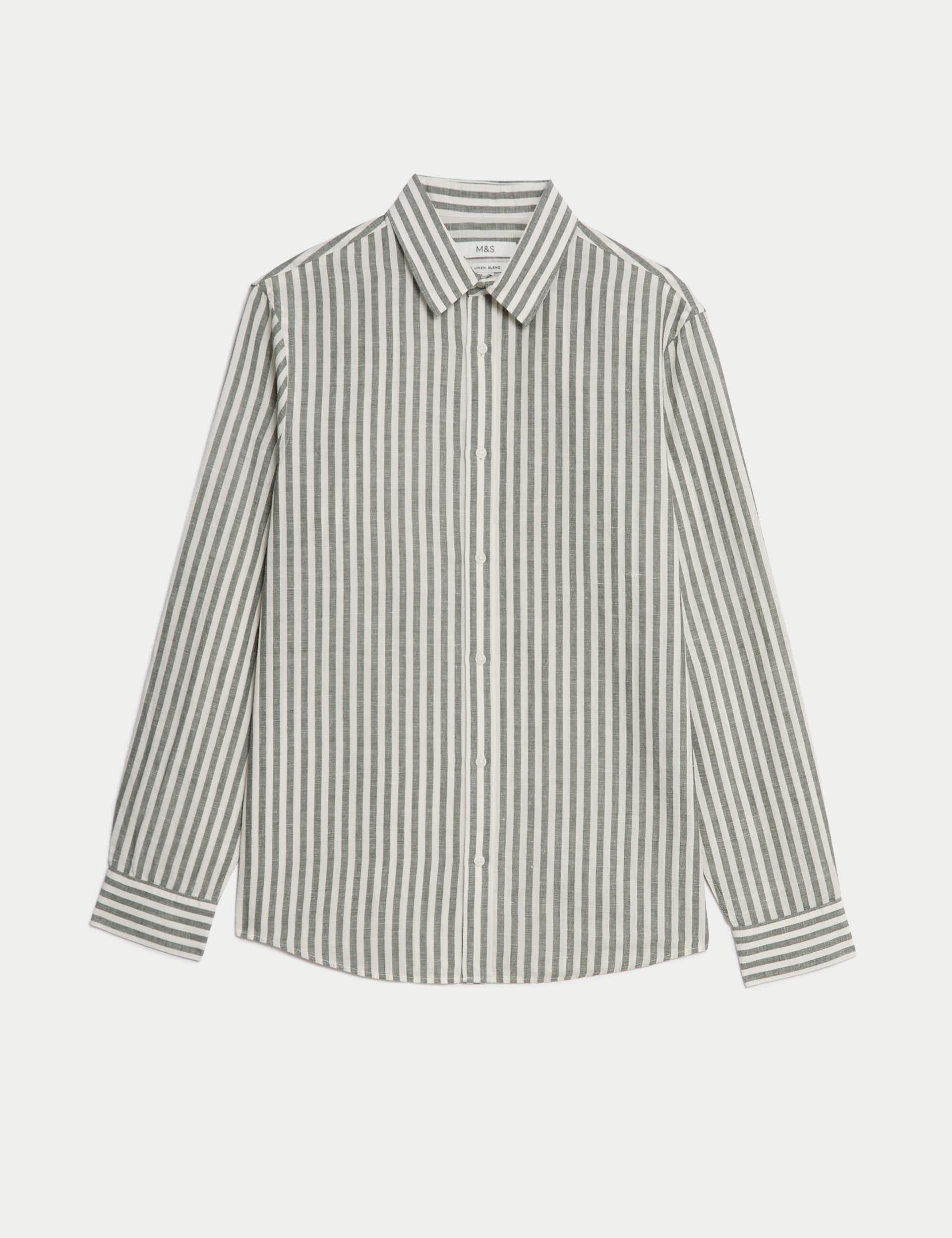 Easy Iron Cotton Linen Blend Striped Shirt