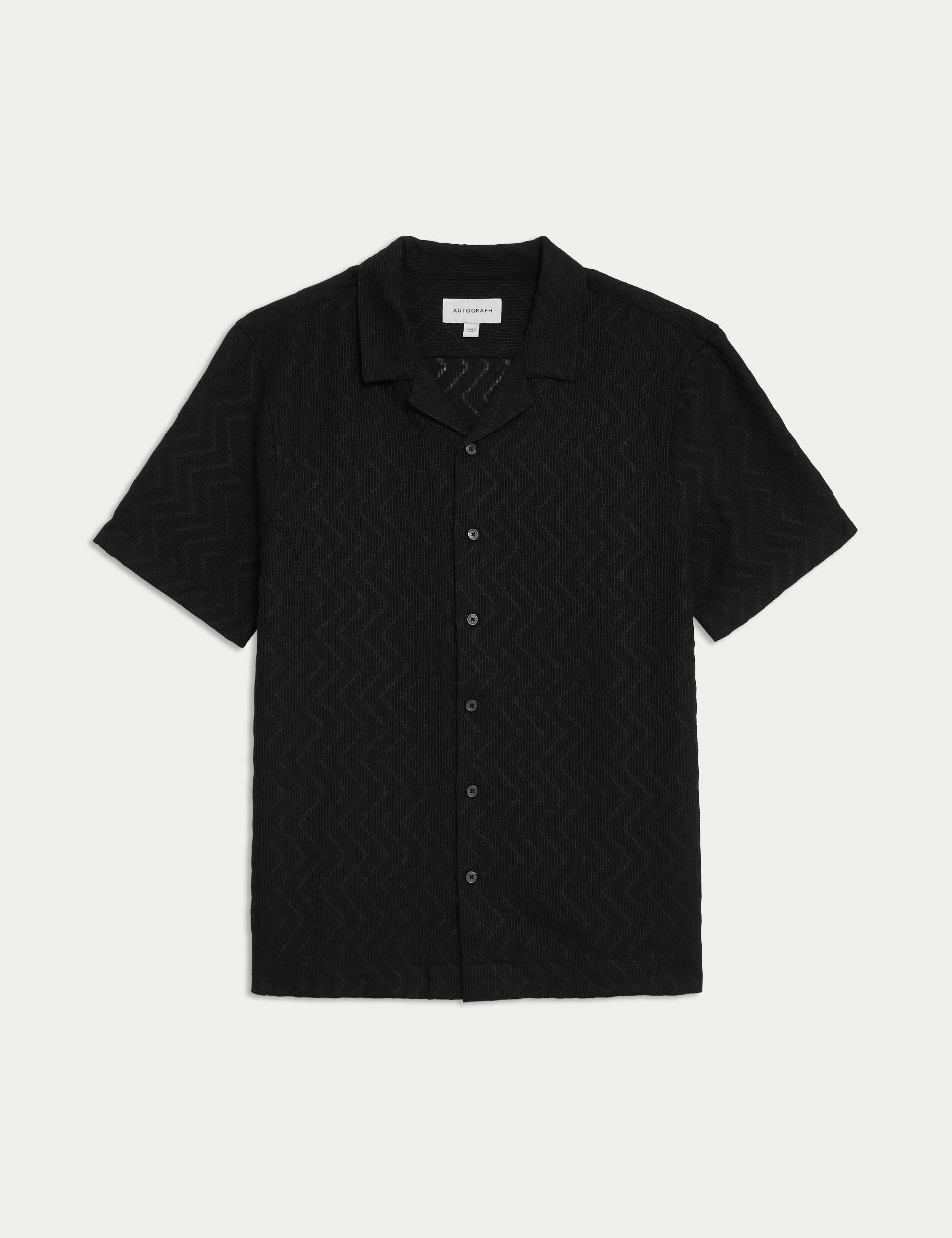 Men's Rust Striped Cuban Collar Shirt