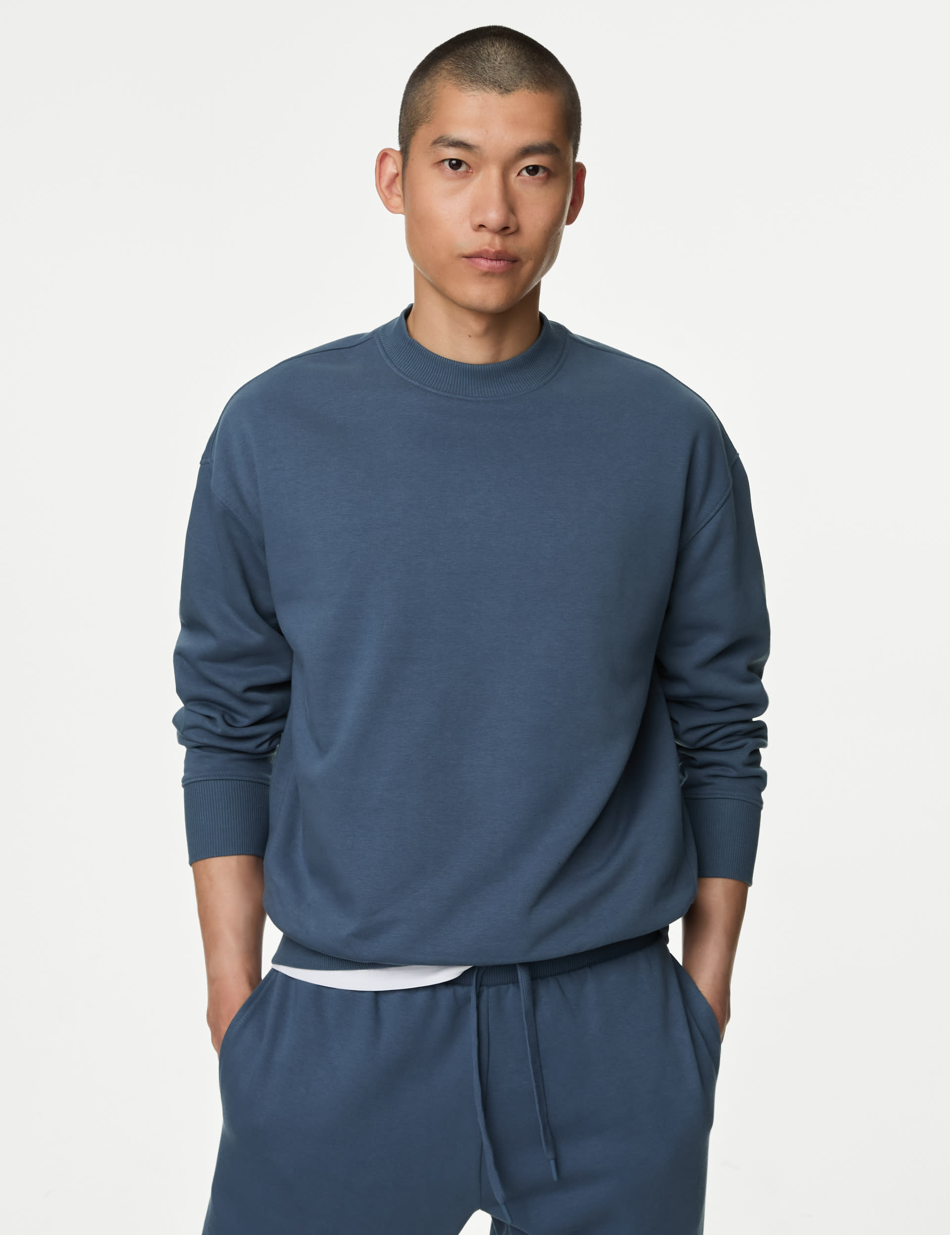 Oversized Cotton Rich Crew Neck Sweatshirt M S Collection M S