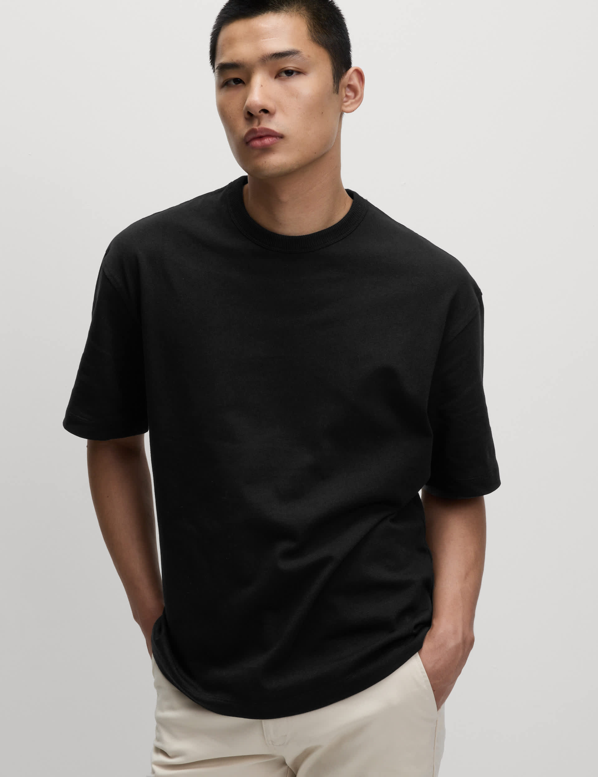 T-shirt Homme Marks & Spencer Coton épais - Taille M, Bleu Air Force - Manches Courtes, Col Rond - Neuf Avec étiquettes