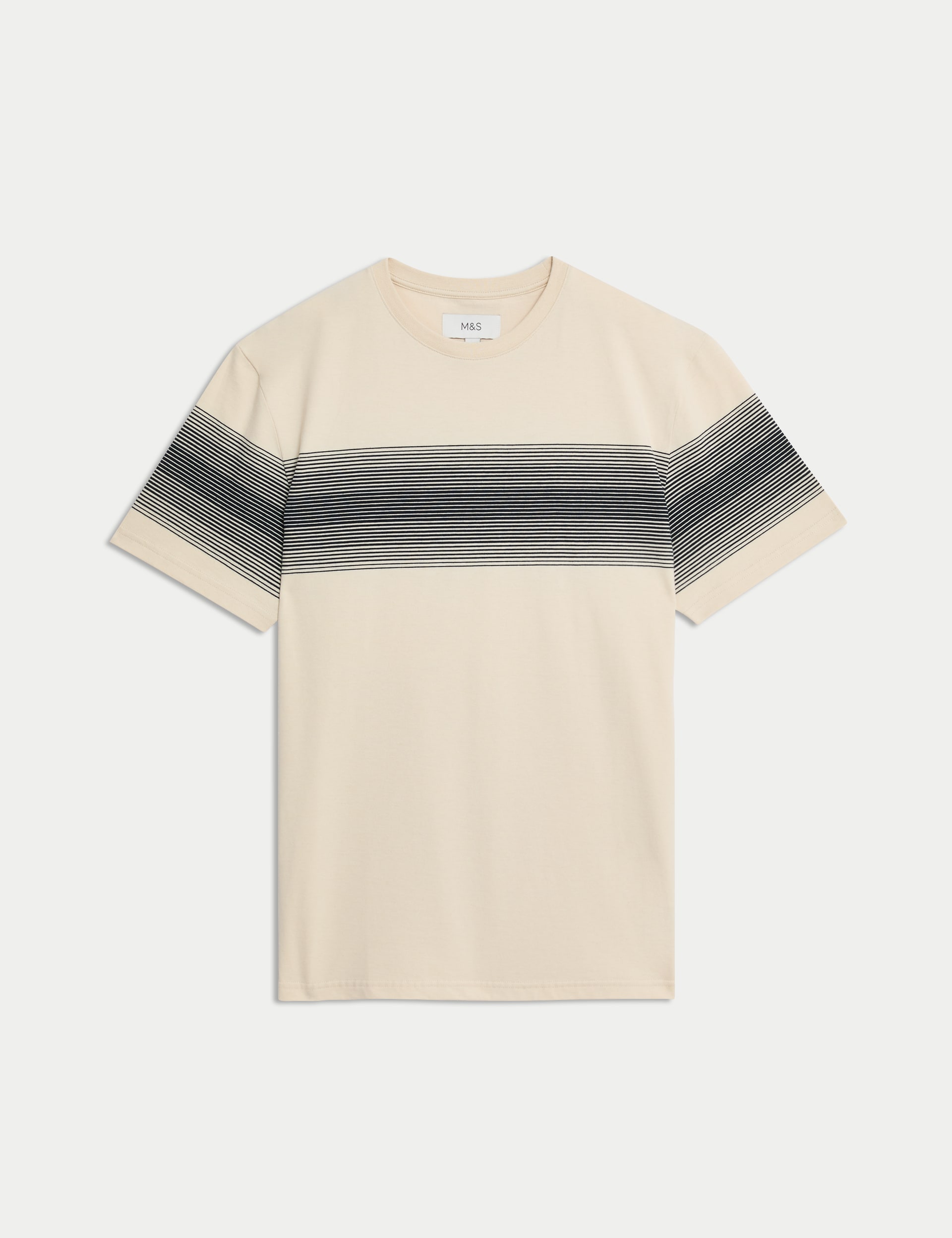Pure Cotton Striped Crew Neck T-Shirt