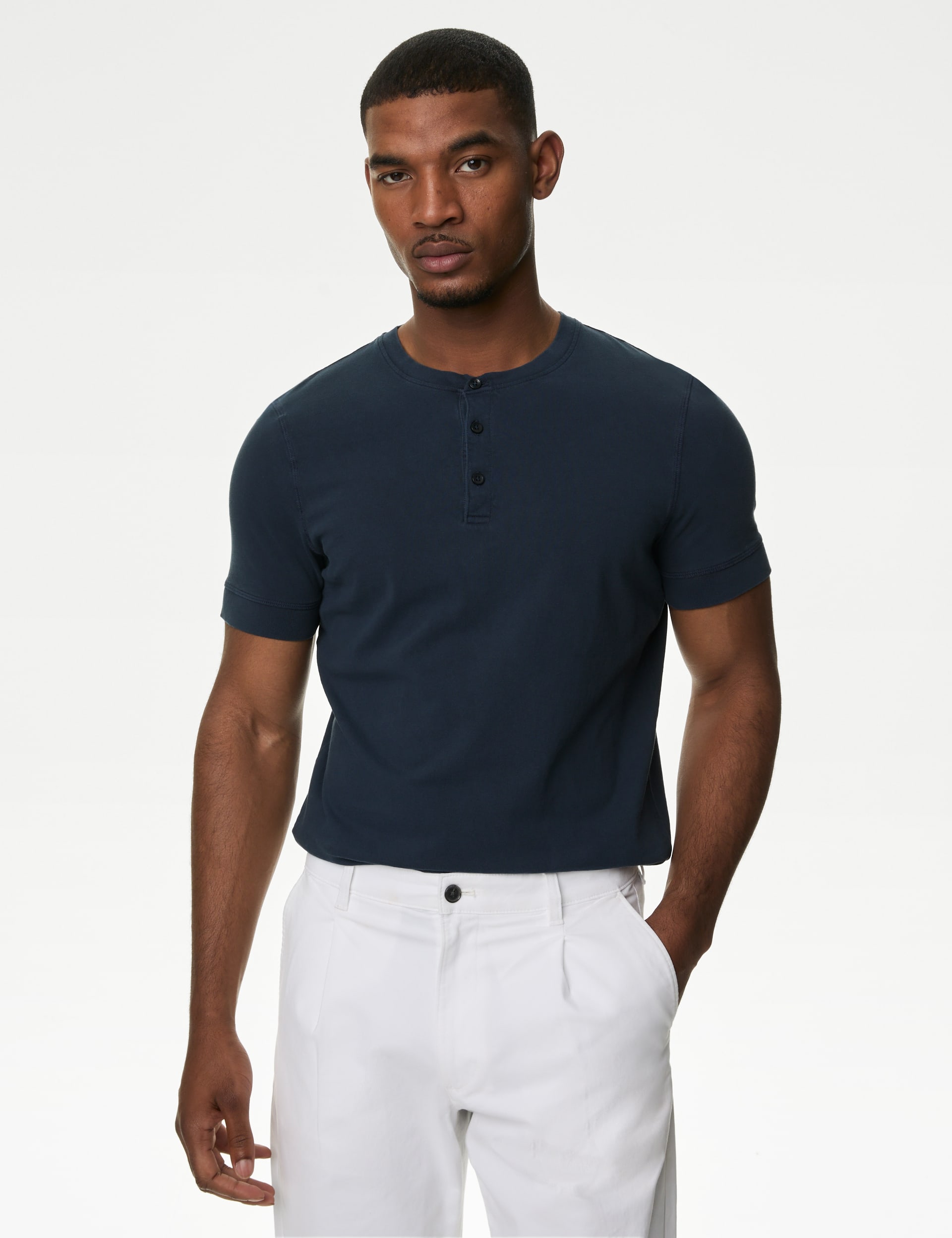 Pure Cotton Henley T-Shirt