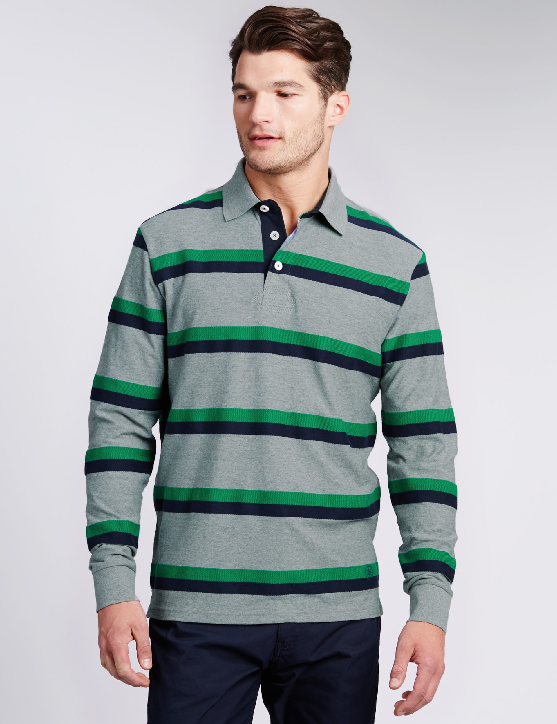 Pure Cotton Striped Rugby Top | Blue Harbour | M&S