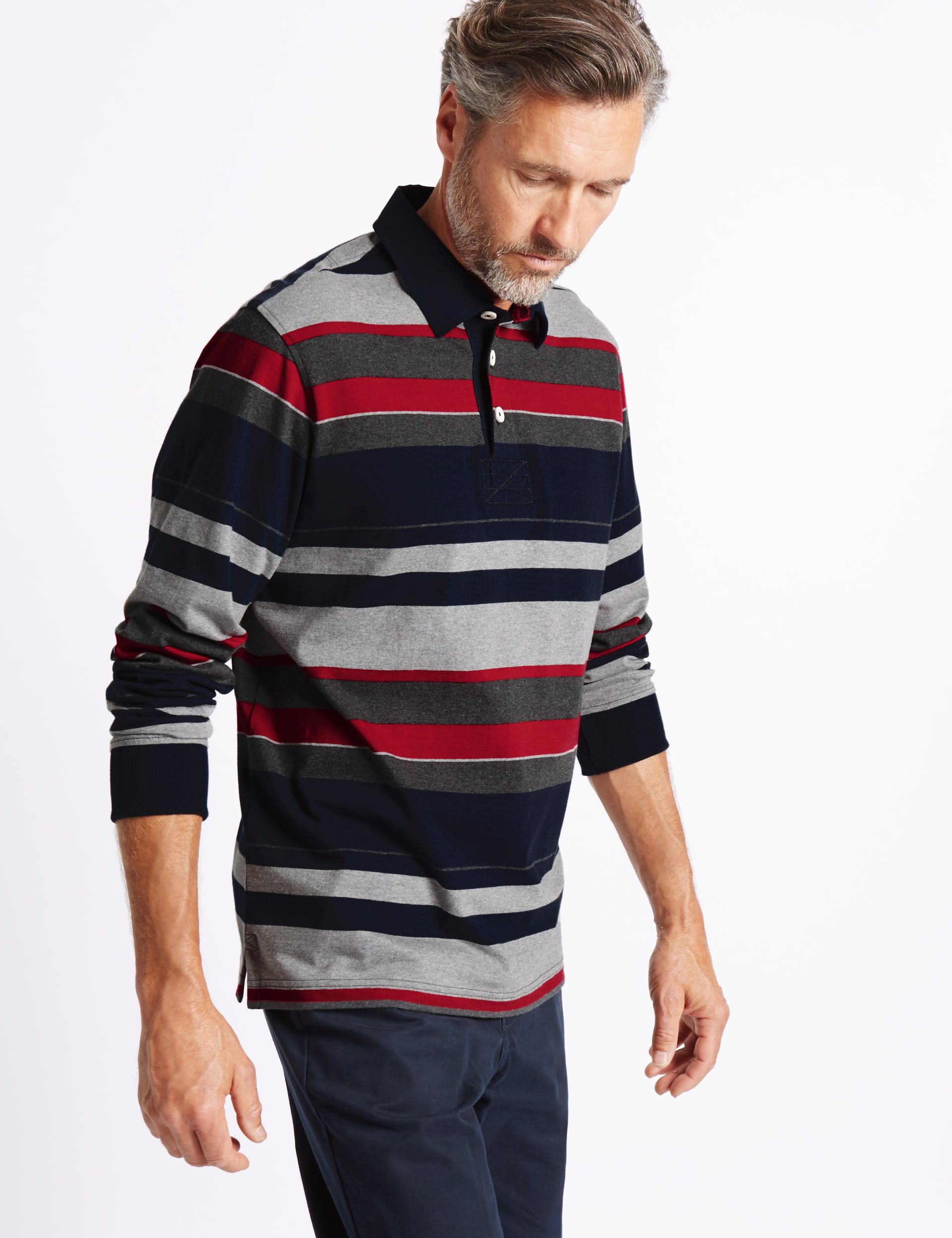 Pure Cotton Striped Rugby Top | Blue Harbour | M&S