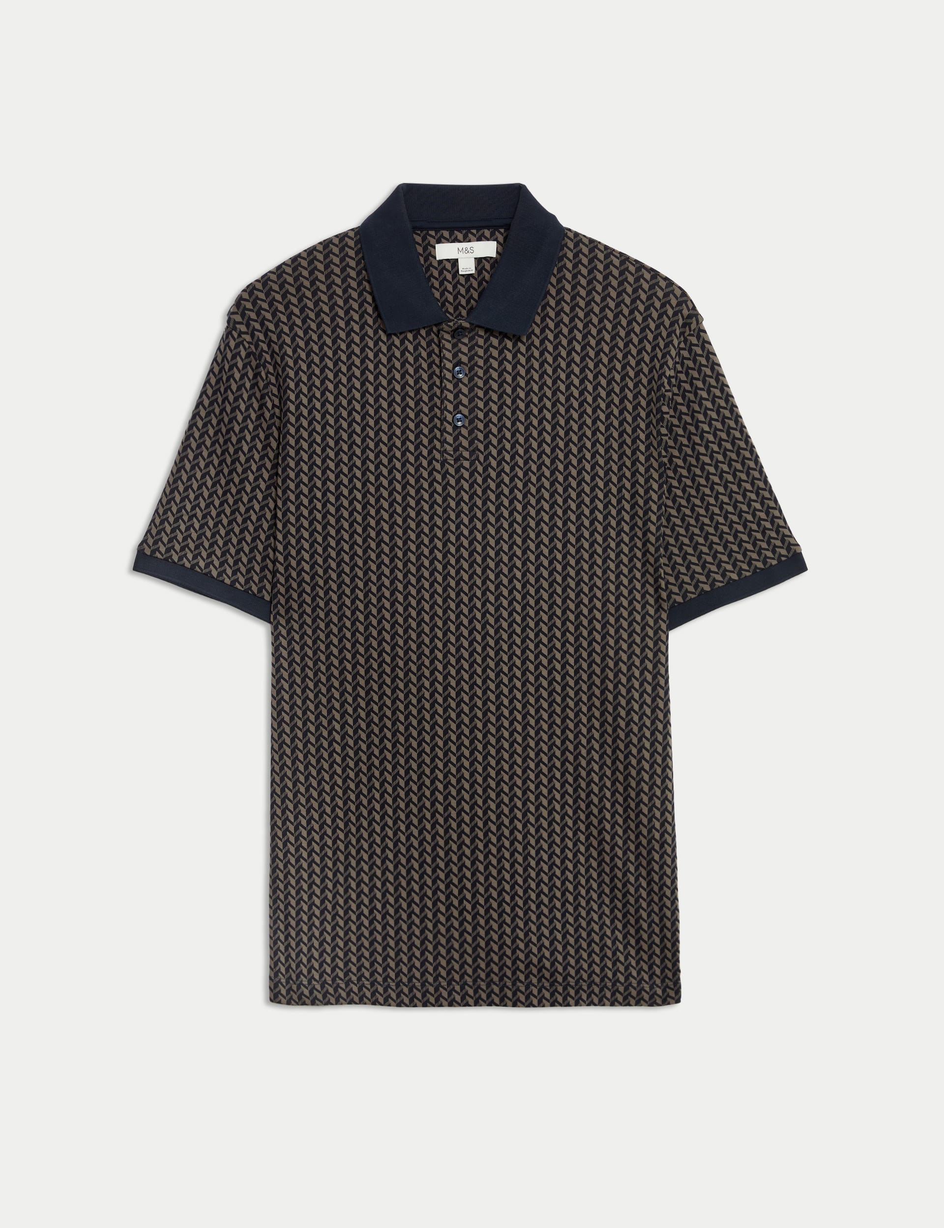 Pure Cotton Geometric Print Polo Shirt