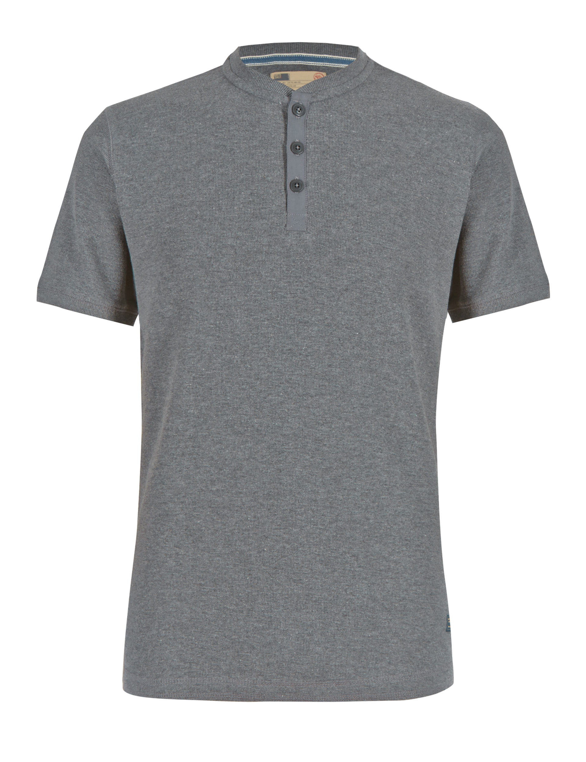 Pure Cotton Slim Fit Waffle Henley Neck T-Shirt Image 2 of 3