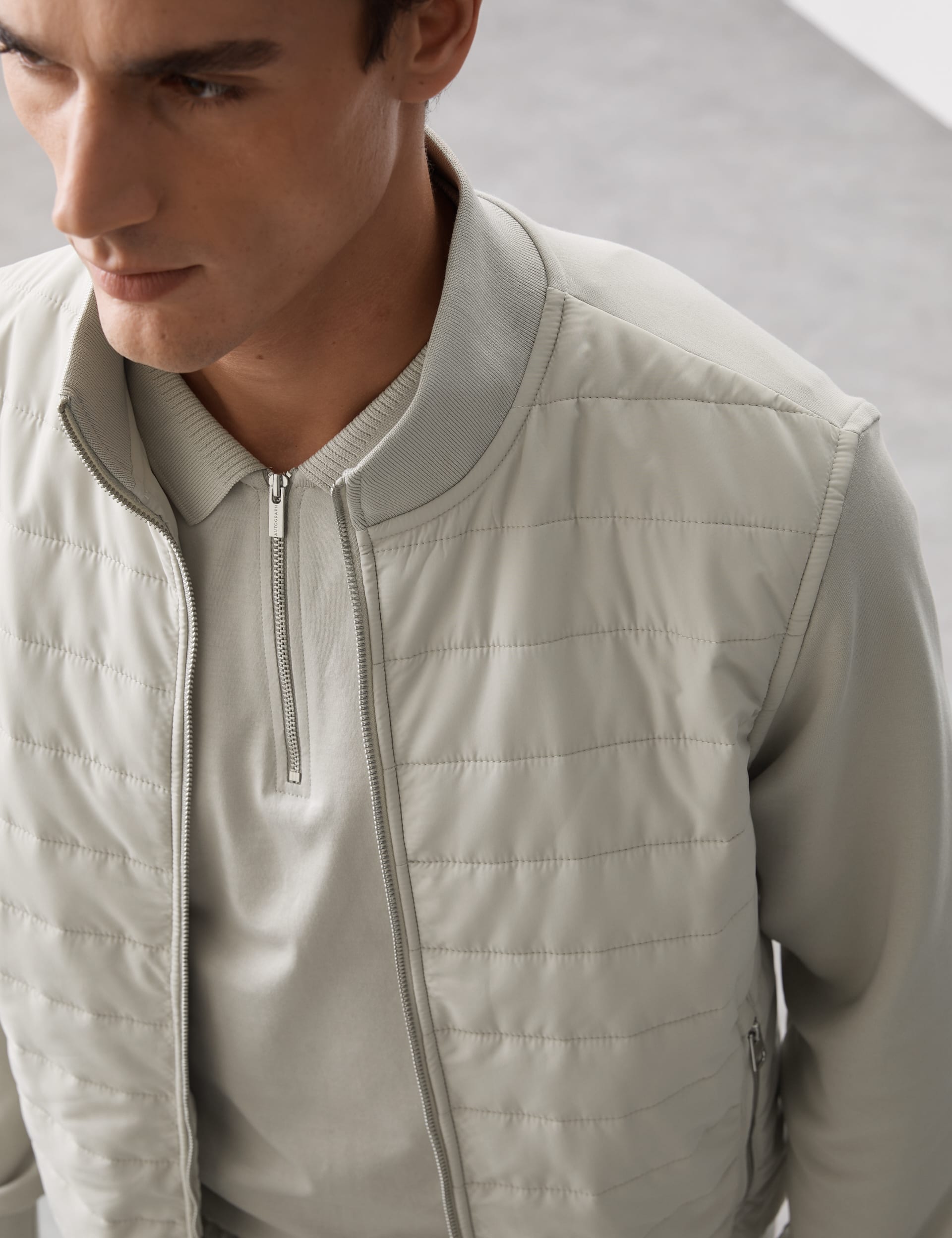 Cotton Rich Zip Up Quilted Jacket | Autograph | M&S