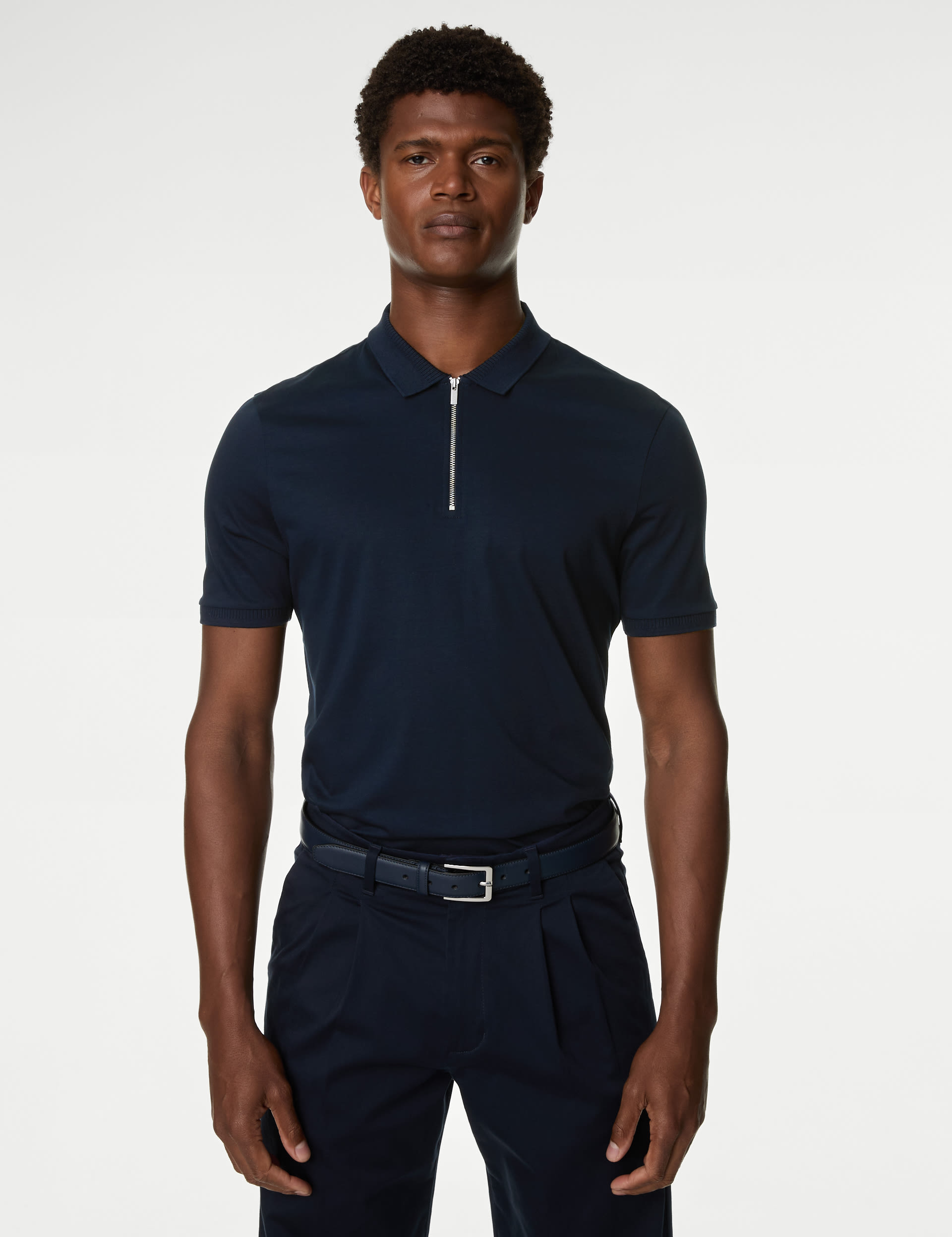 Pure Supima® Cotton Half Zip Polo Shirt | Autograph | M&S