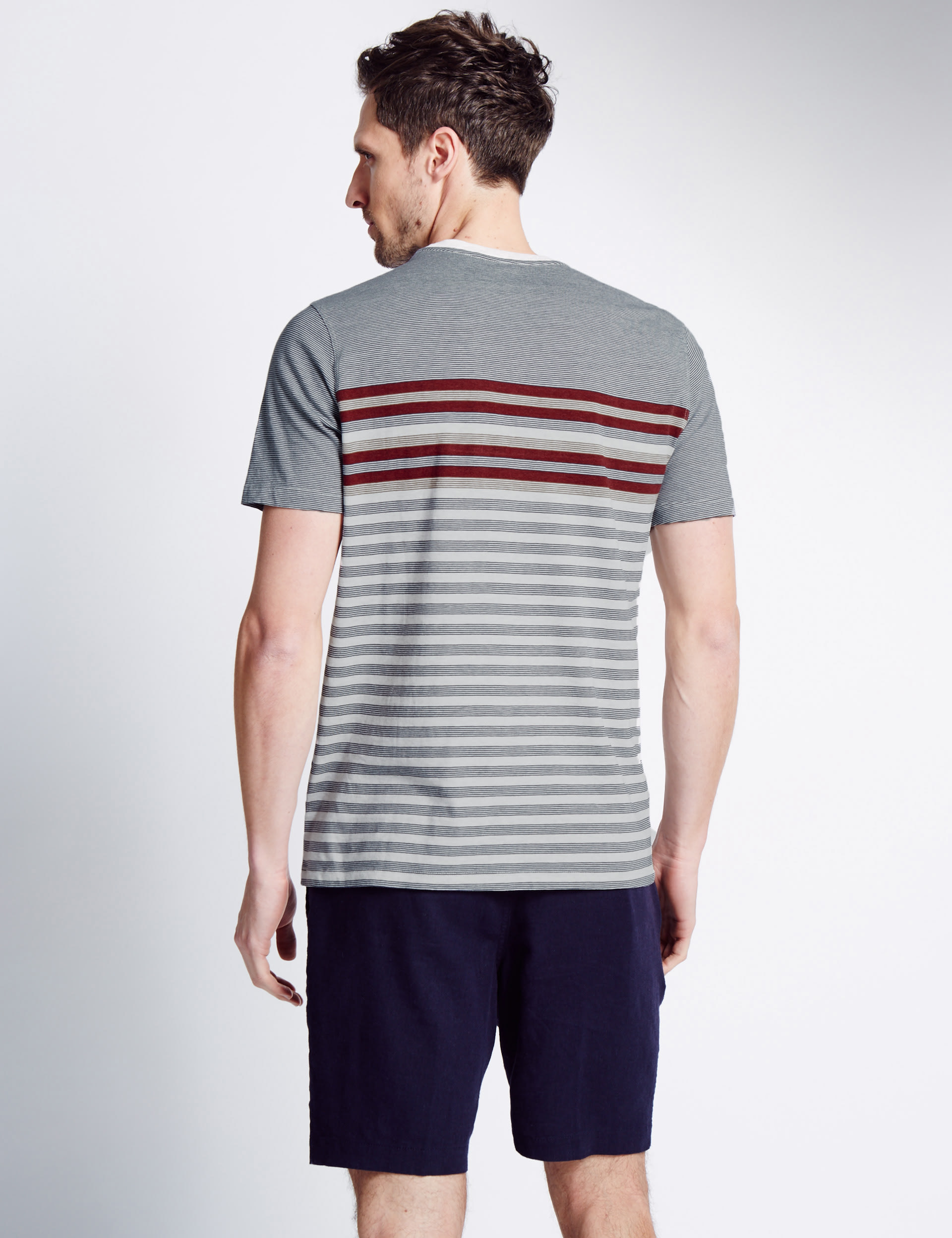 Pure Cotton Engineered Striped T-Shirt Image 2 of 4
