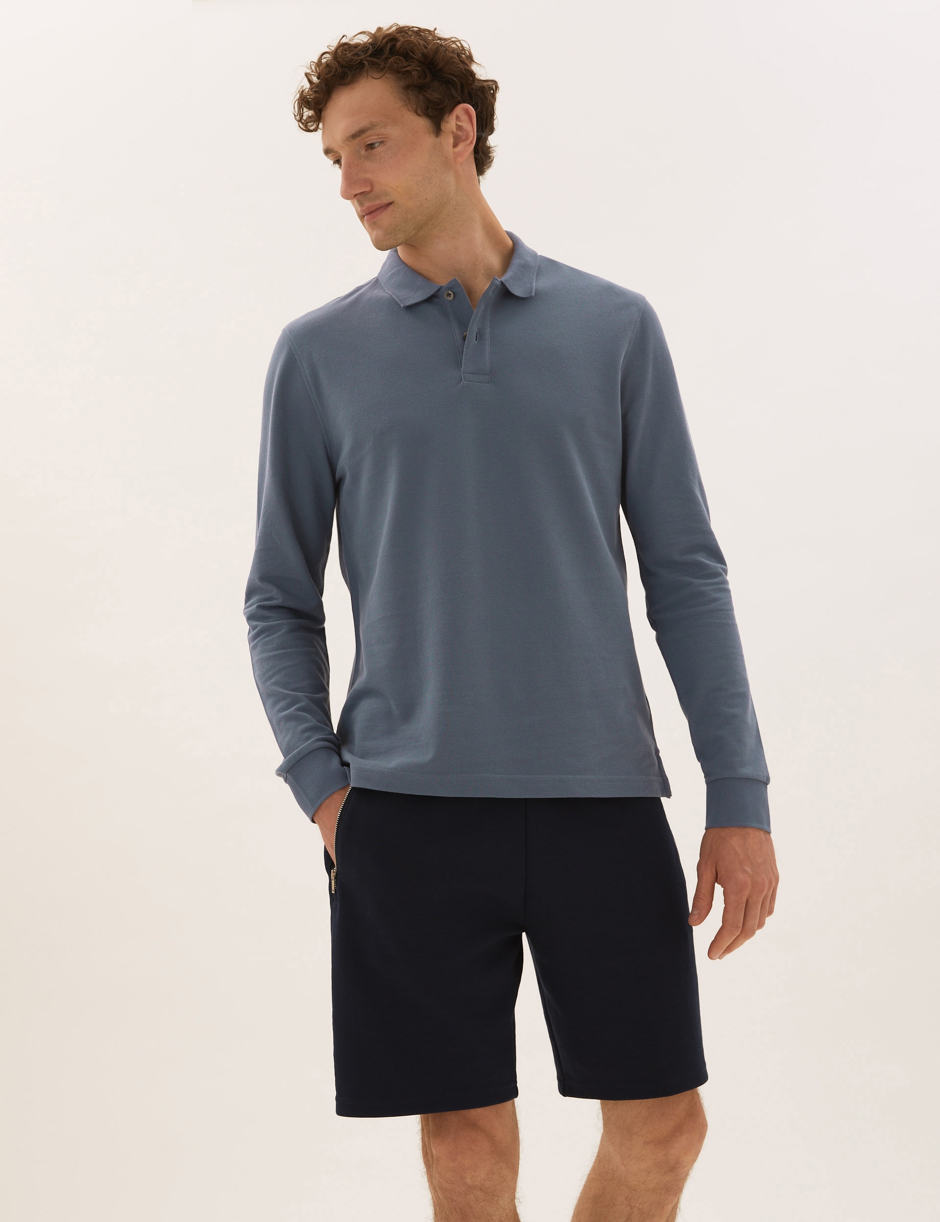 Pure Cotton Long Sleeve Polo Shirt M S Collection M S