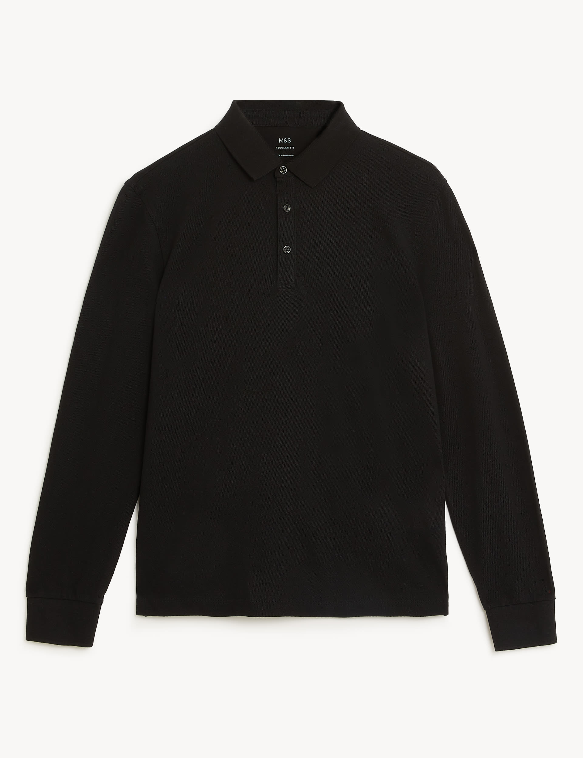 Pure Cotton Long Sleeve Polo Shirt