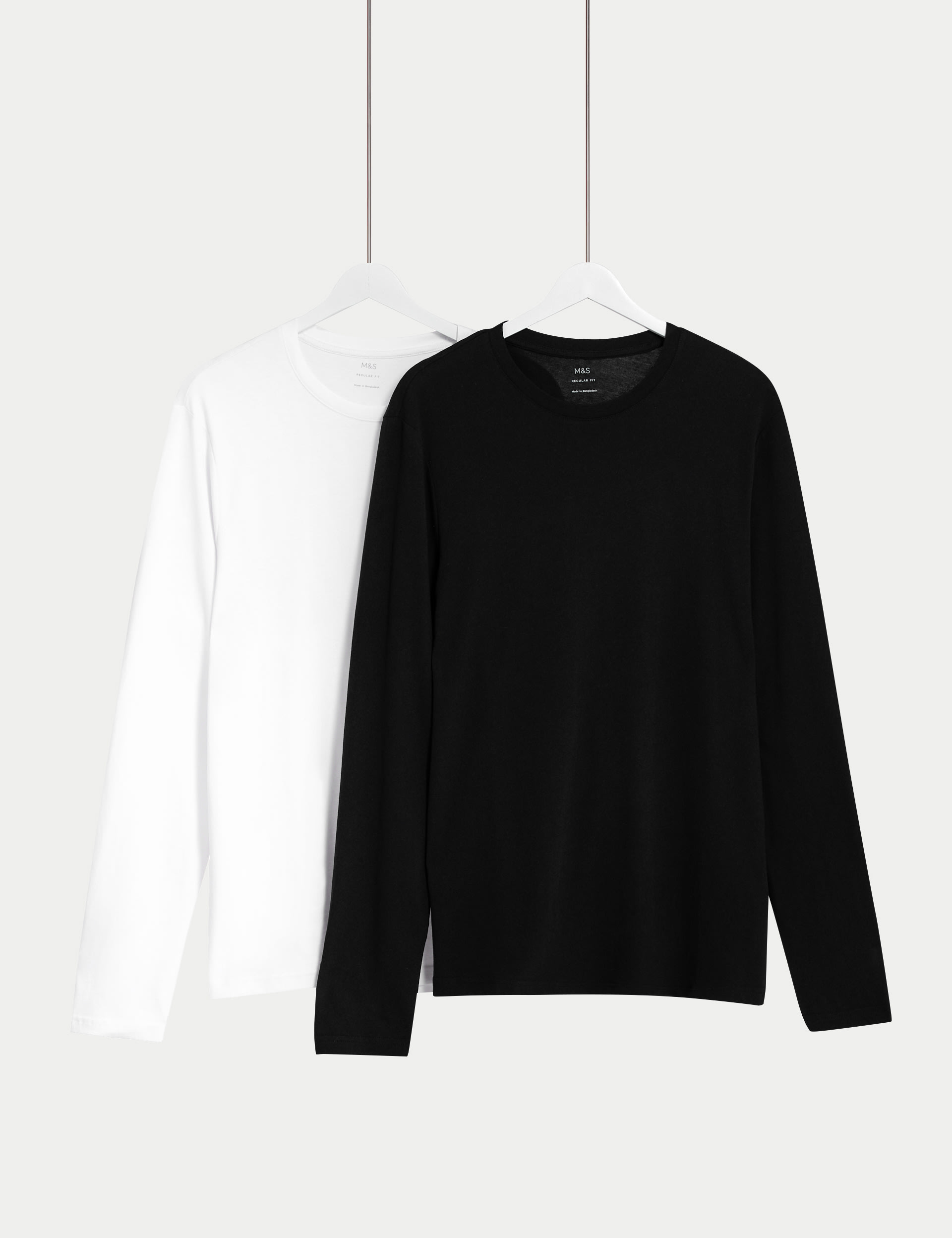 2pk Pure Cotton Long Sleeve T-Shirts