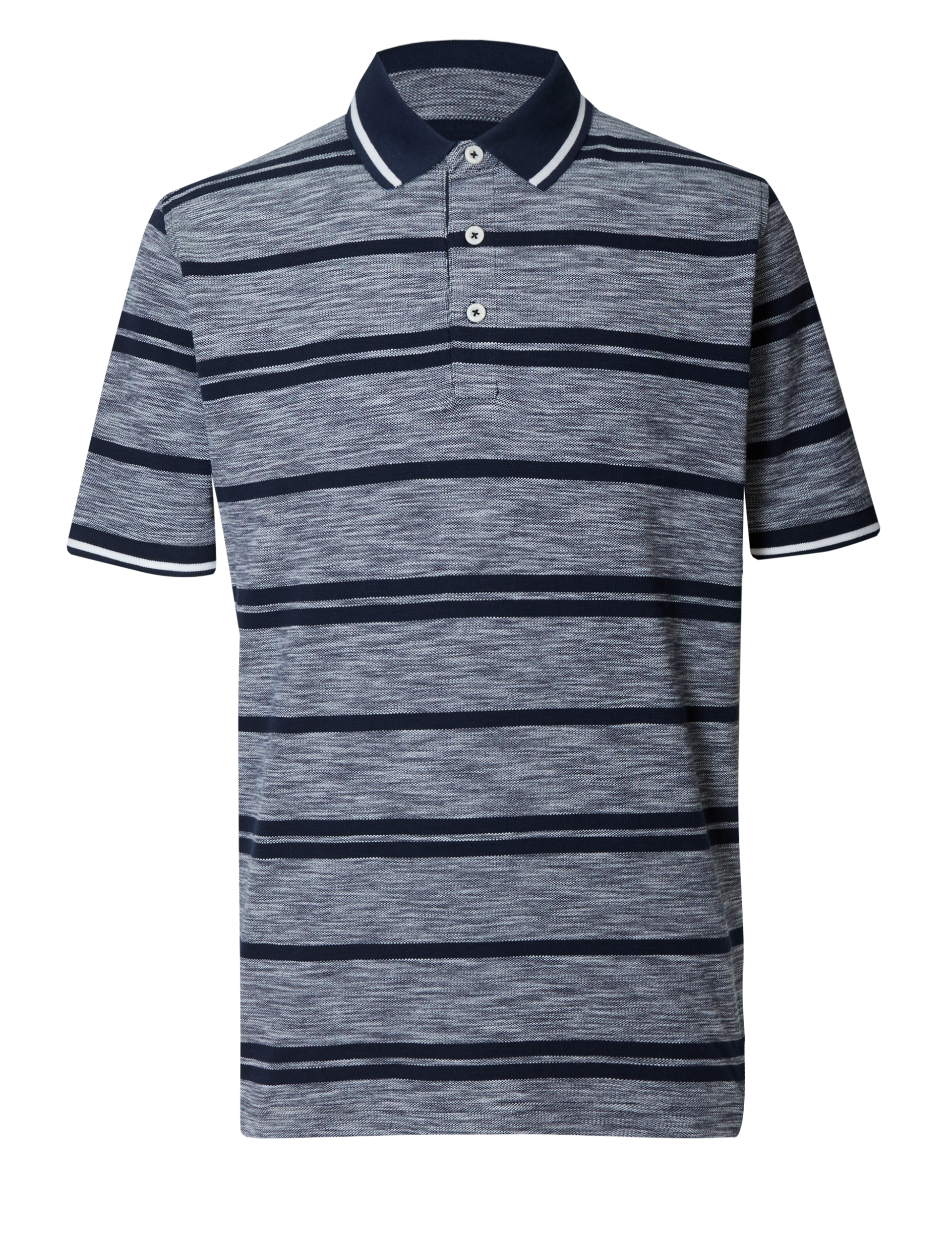 Pure Cotton Striped Polo Shirt Image 2 of 5
