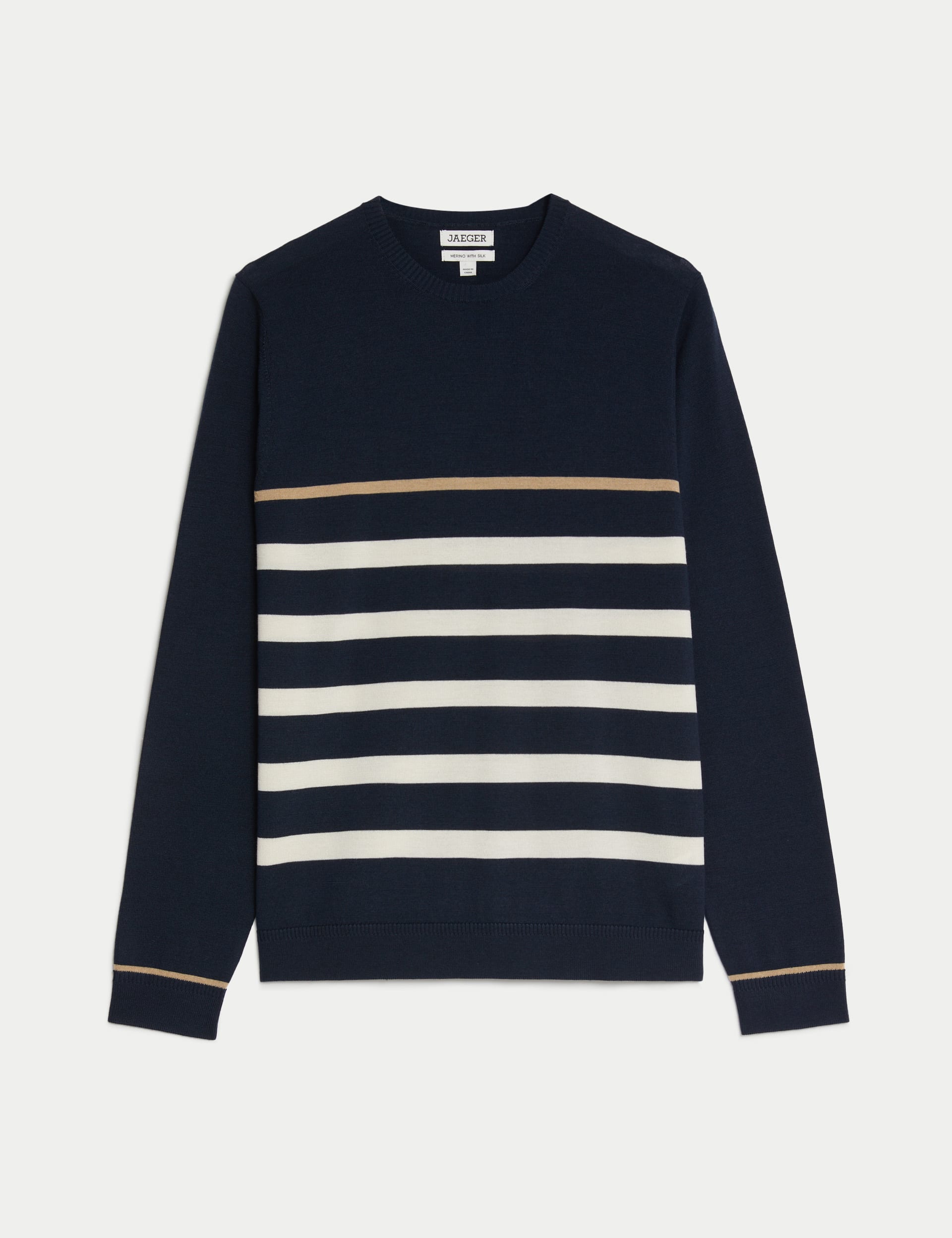 Merino Wool Rich Striped Knitted Jumper