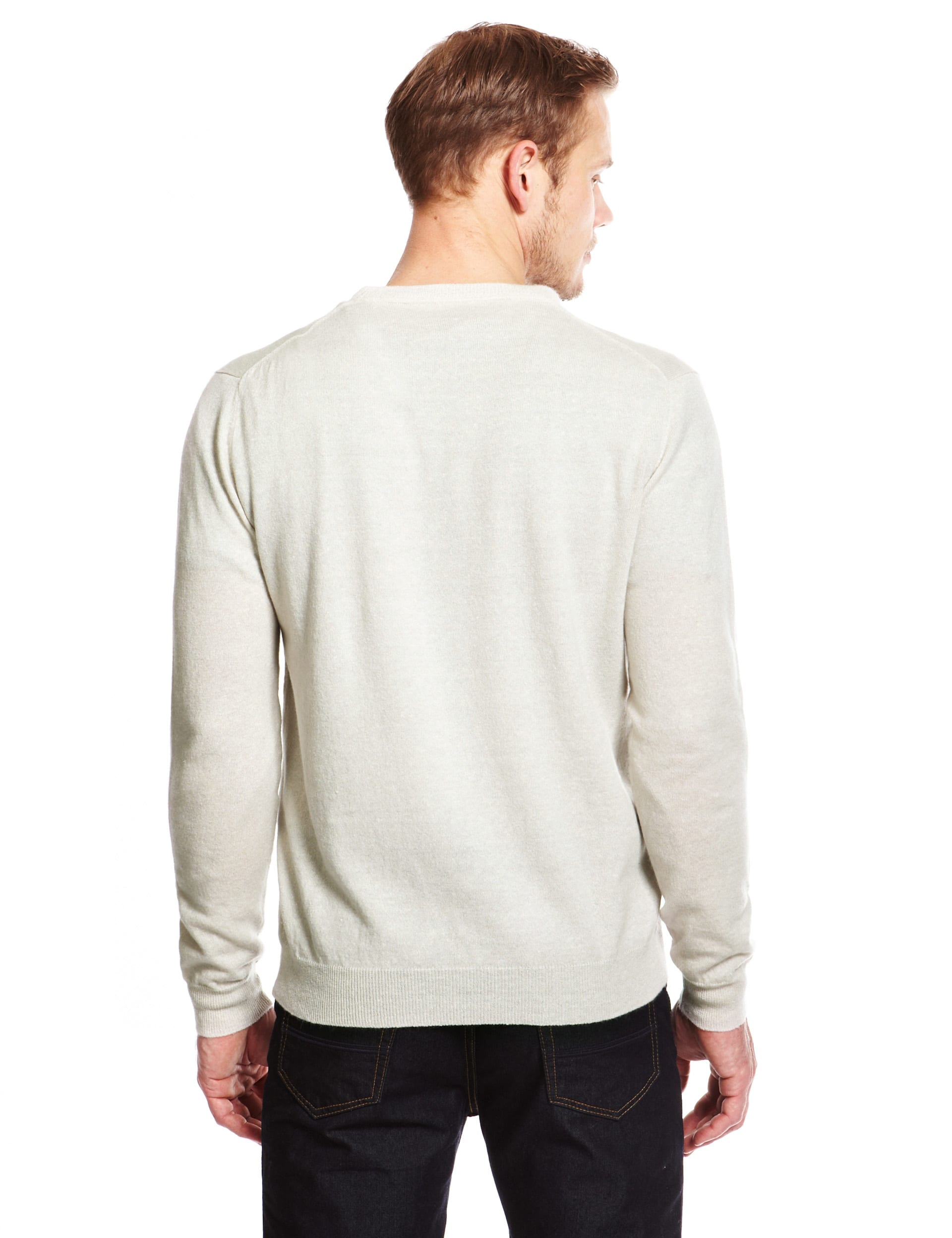 Made In Italy Cashmere Blend Crew Neck Jumper with Linen Image 2 of 4