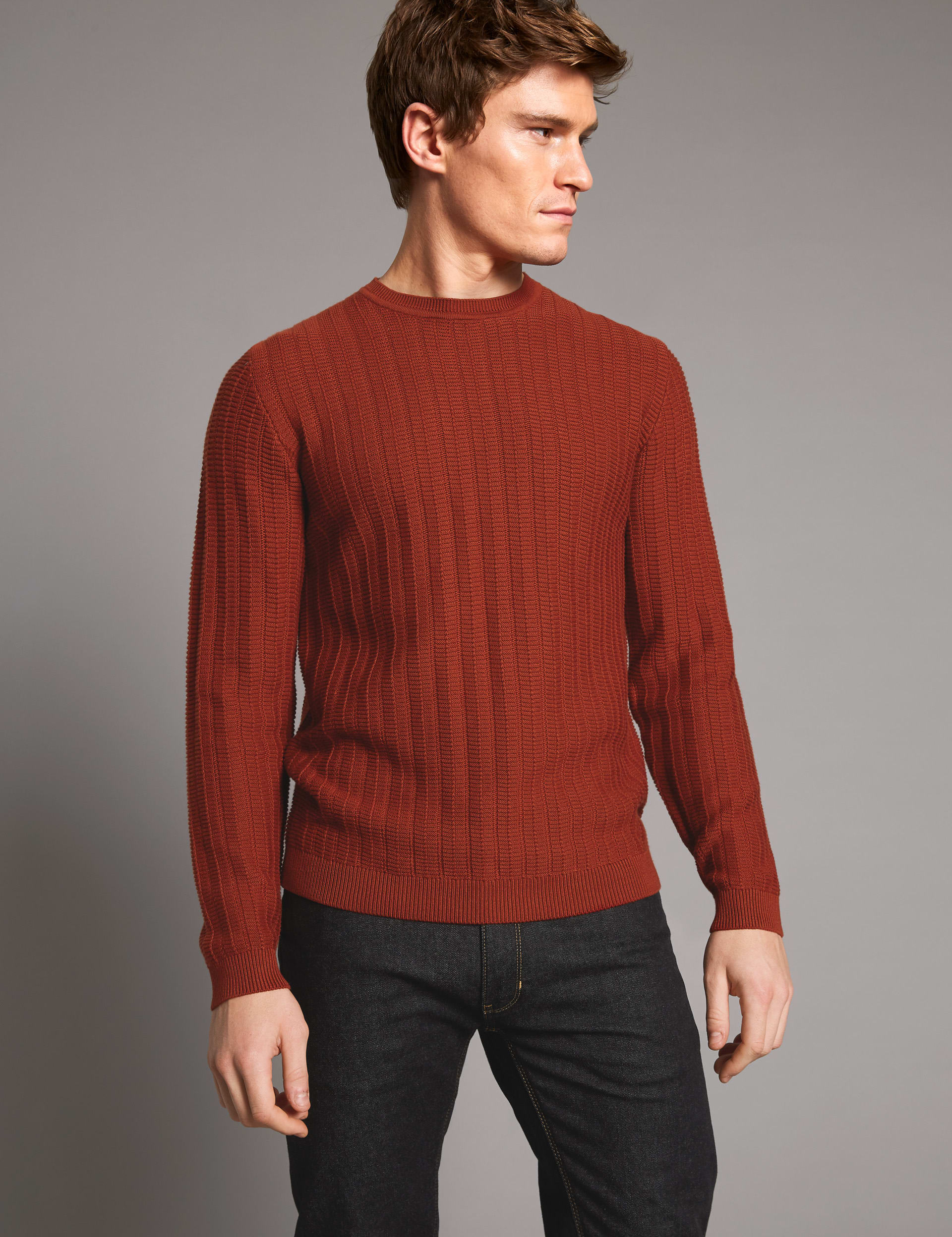 Supima Cotton Rich Textured Slim Fit Jumper Image 2 of 5
