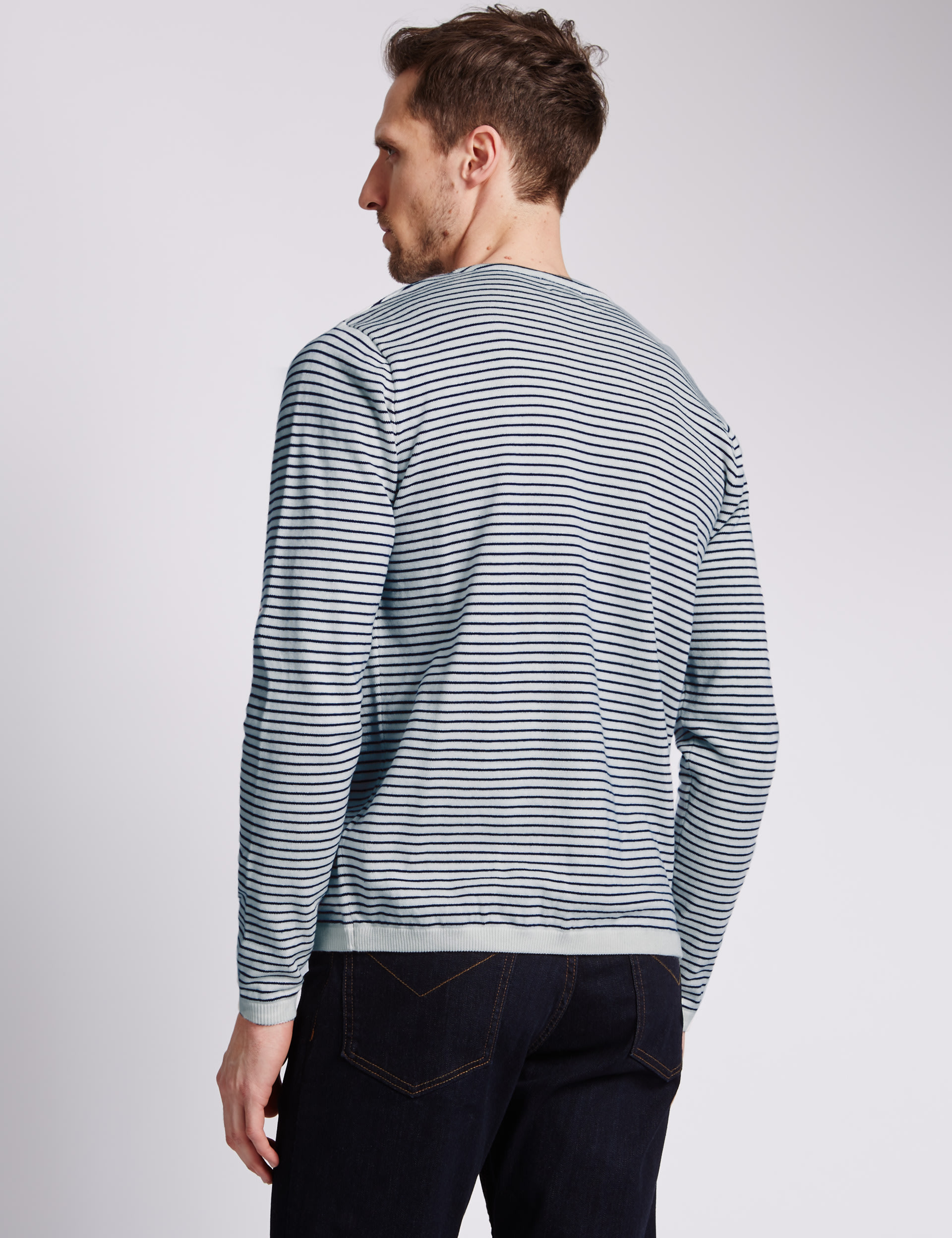 Pure Cotton Breton Striped Jumper Image 2 of 3