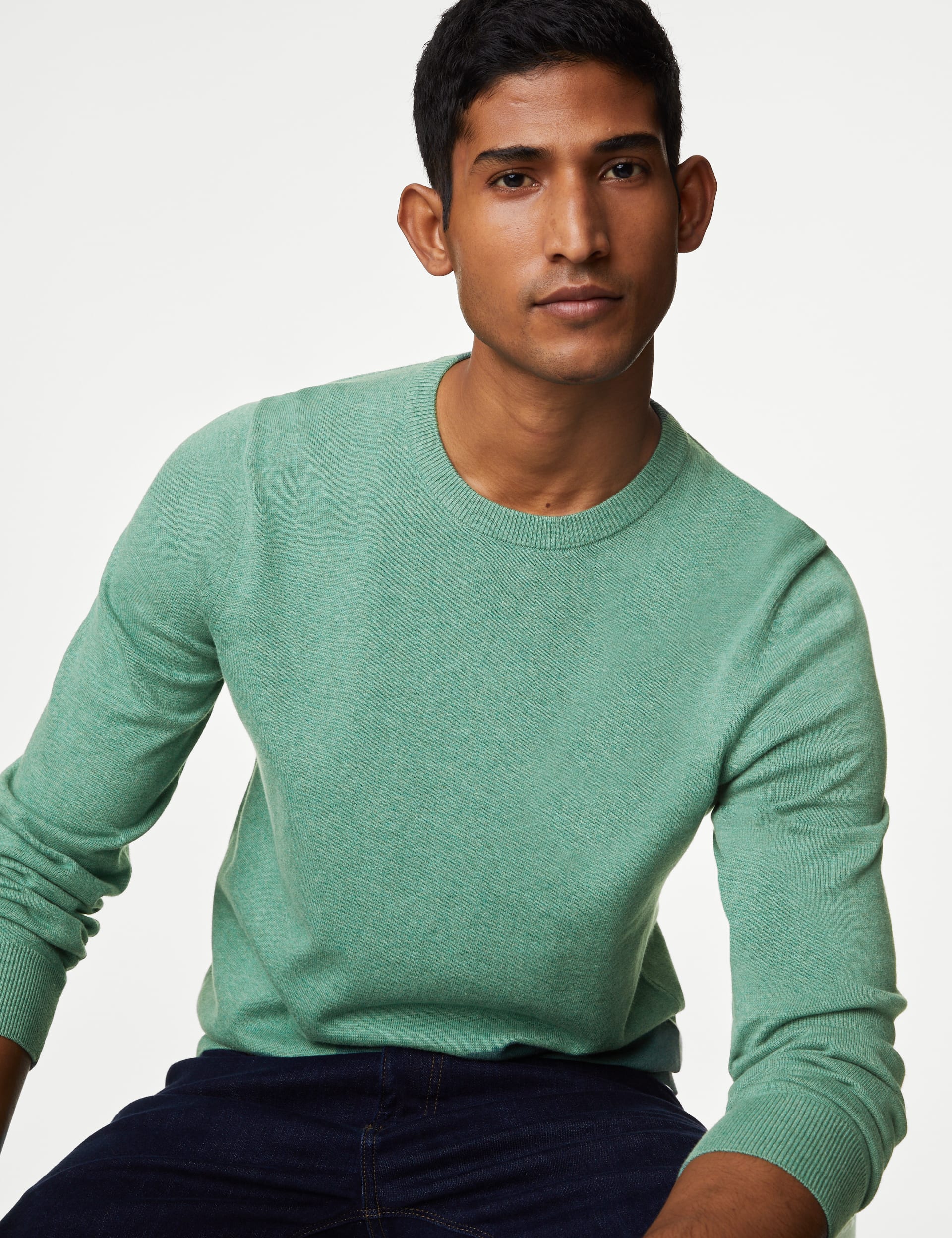 Pure Cotton Crew Neck Jumper