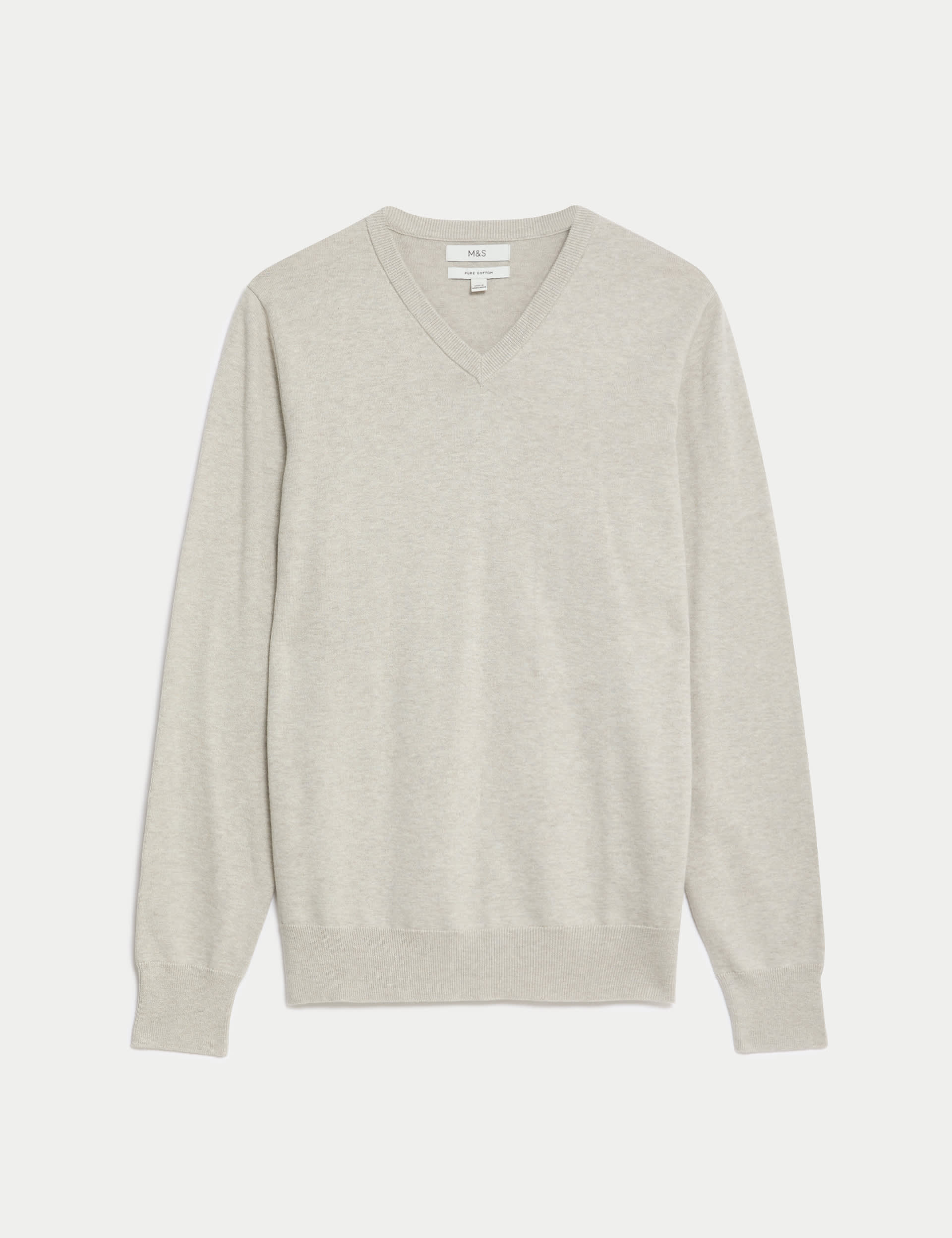 Pure Cotton V-Neck Knitted Jumper