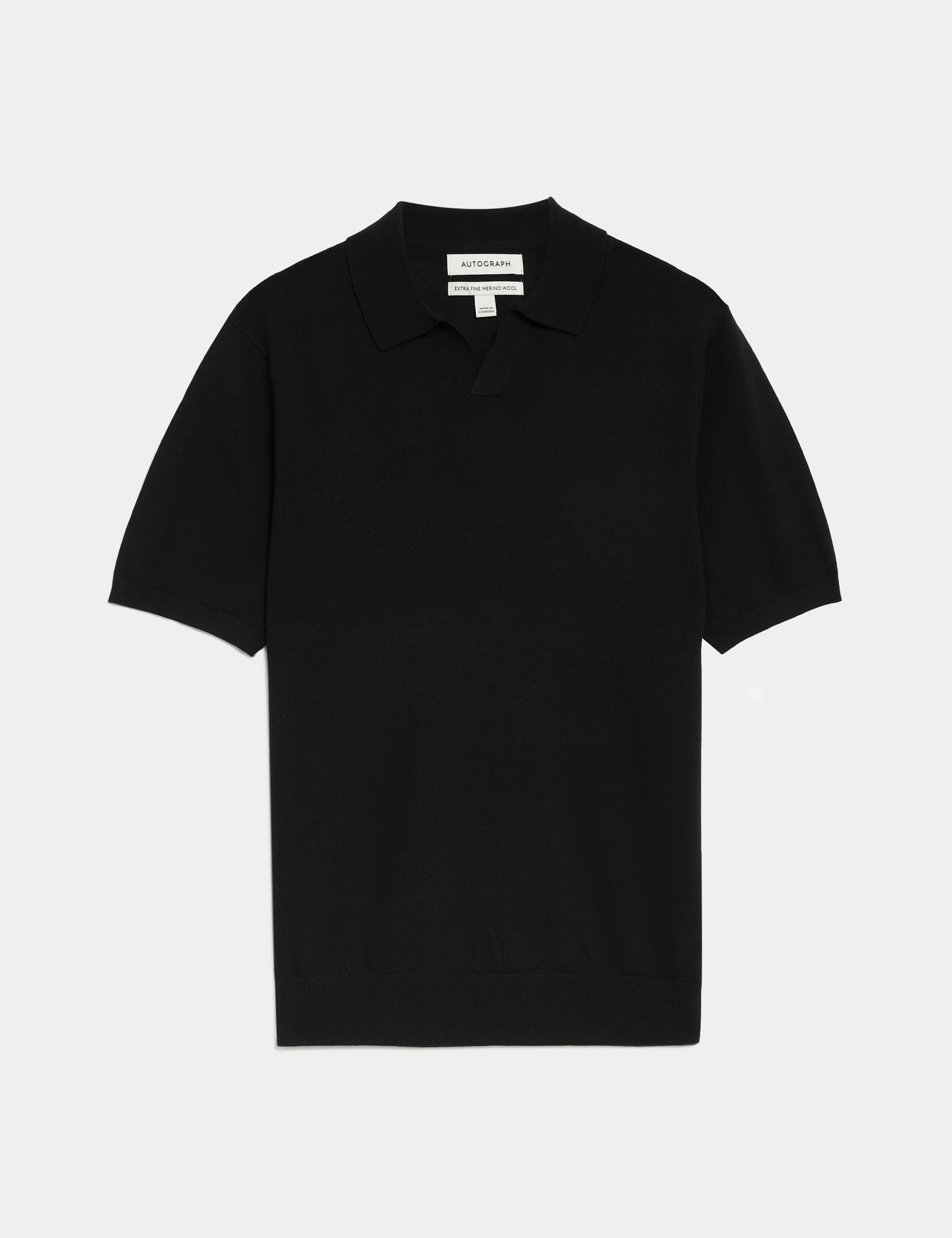 Pure Extra Fine Merino Wool Knitted Polo Shirt