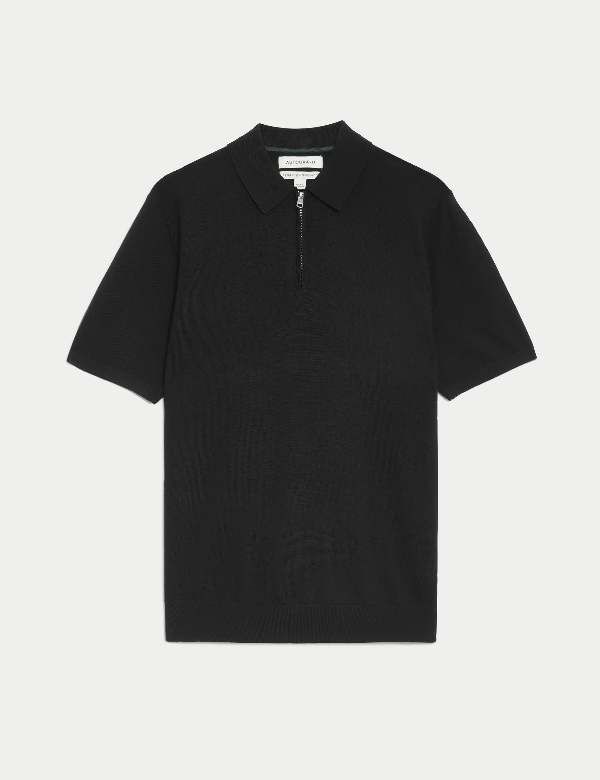 Pure Extra Fine Merino Wool Knitted Polo Shirt