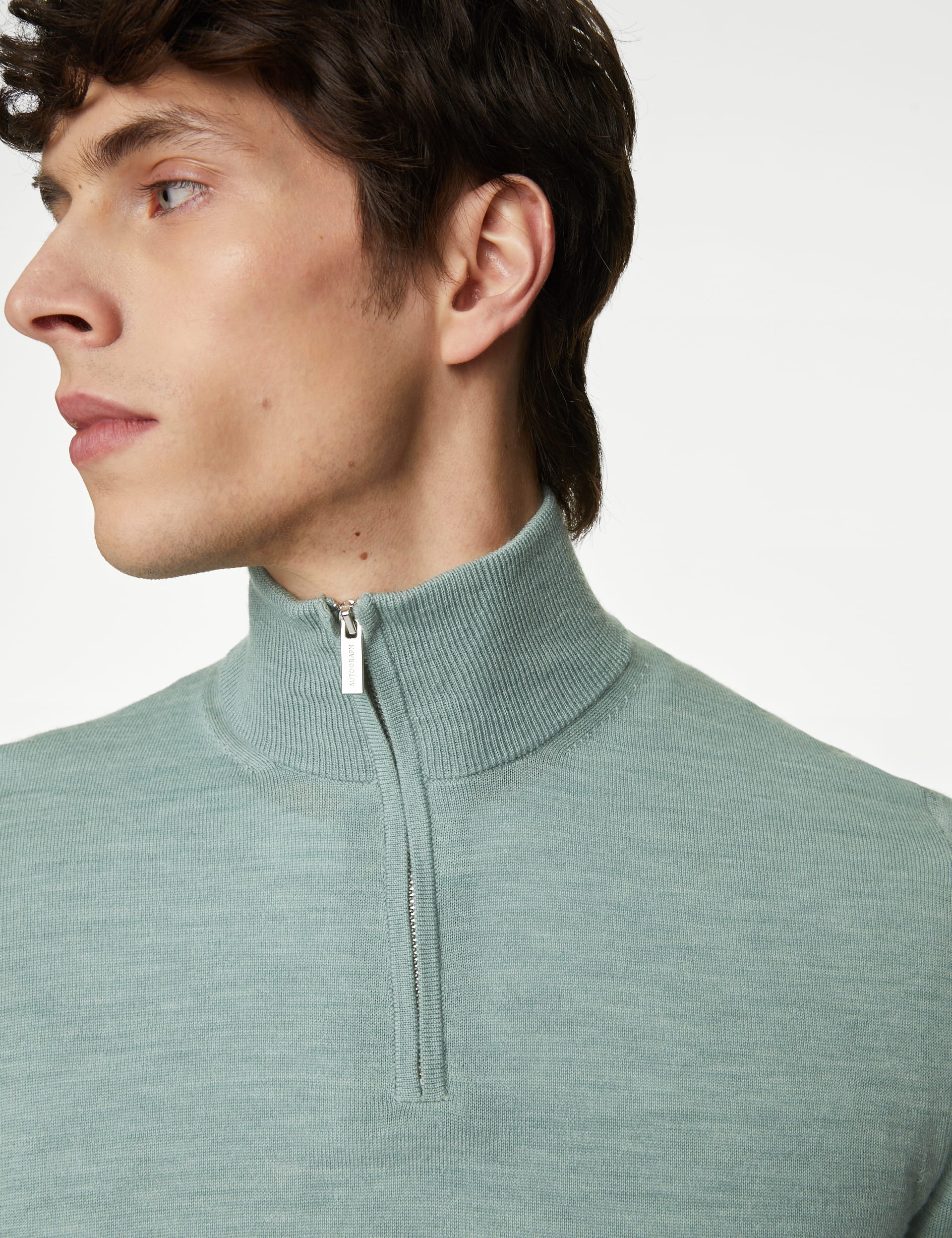 Pure Extra Fine Merino Wool Half Zip Jumper