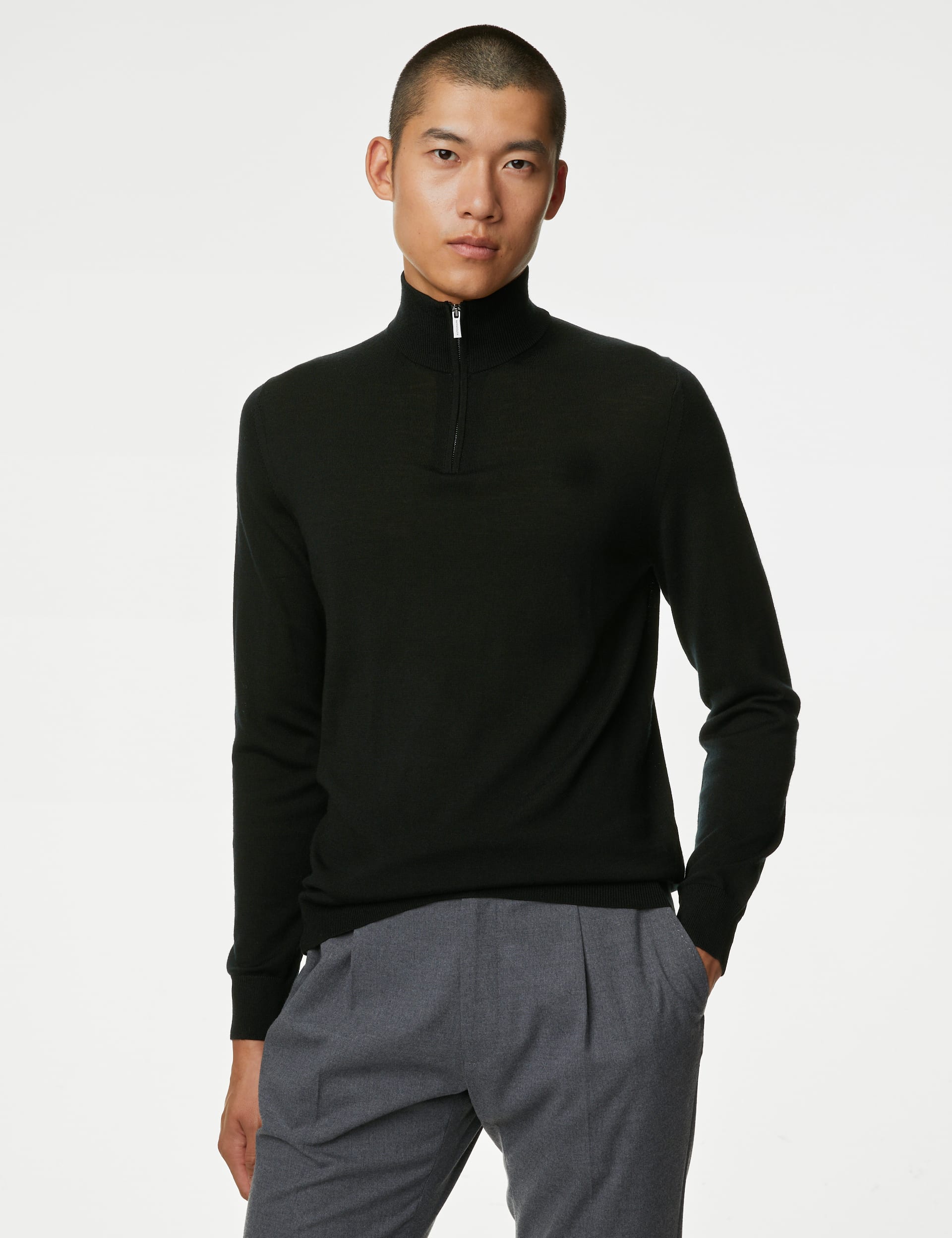 Pure Extra Fine Merino Wool Half Zip Jumper