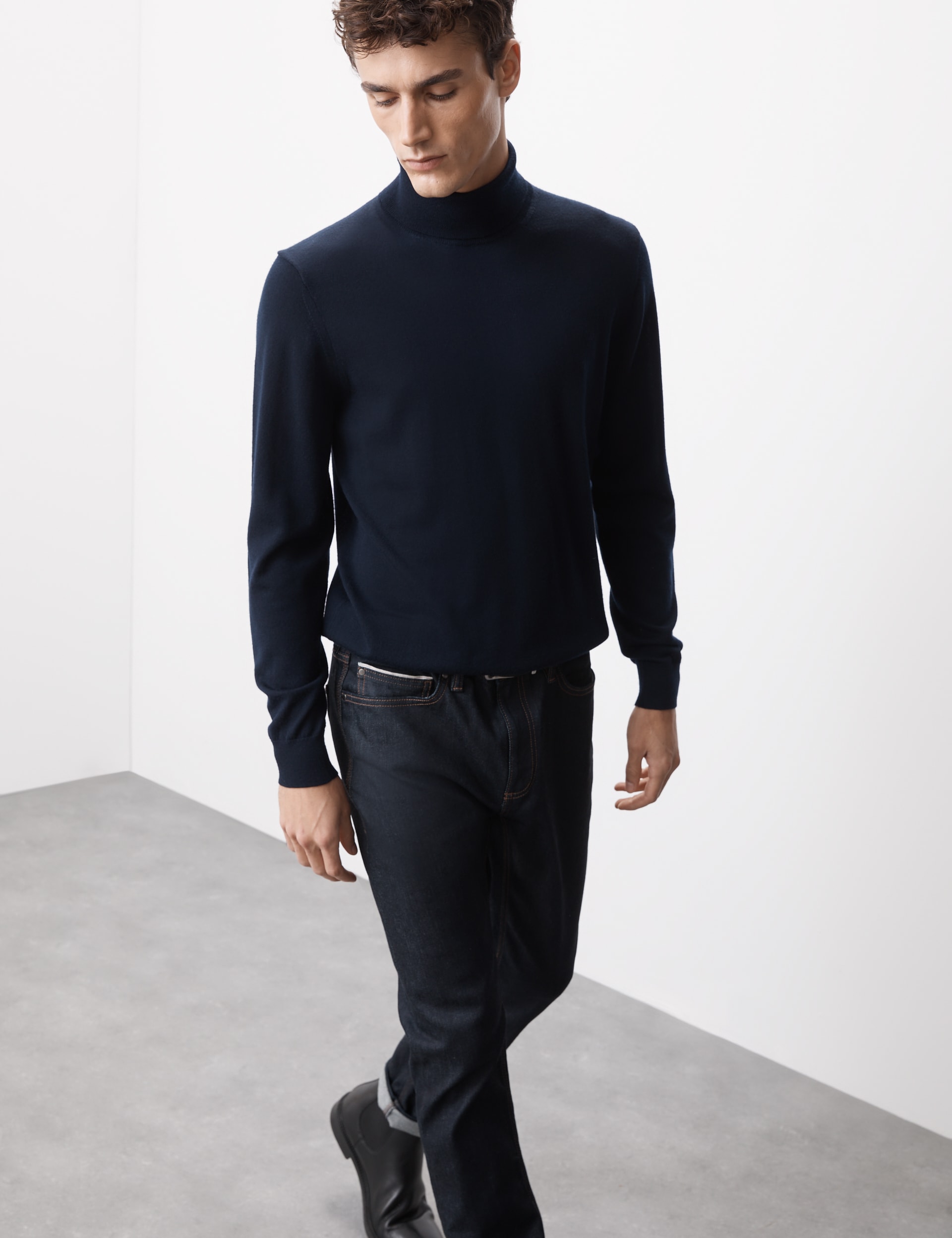 Knowledge Cotton Apparel / Herren-Strick / Knitted pattern roll neck - RWS