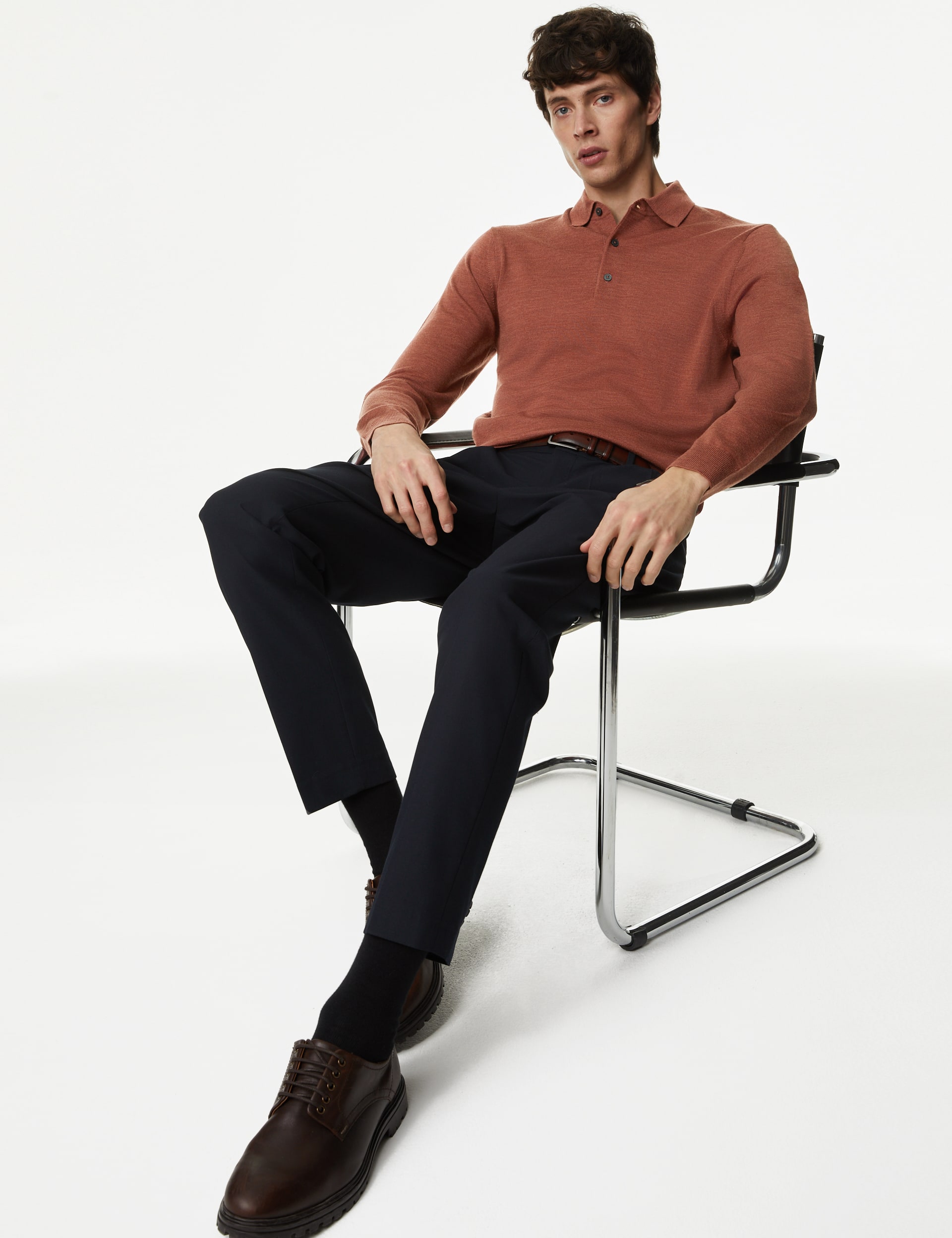 Pure Extra Fine Merino Wool Knitted Polo Shirt | Autograph | M&S