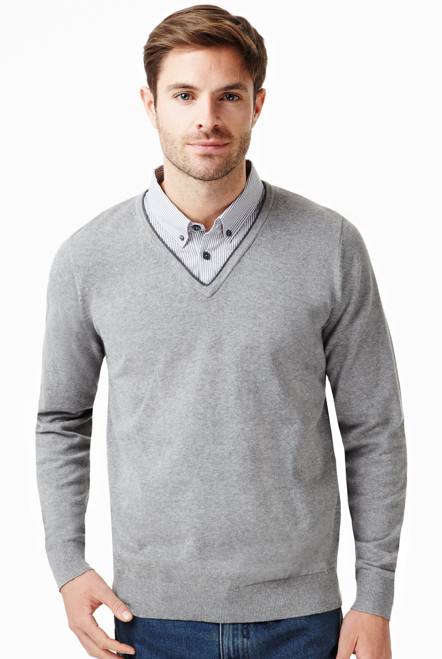 M & s mens mock shirt jumper best sale