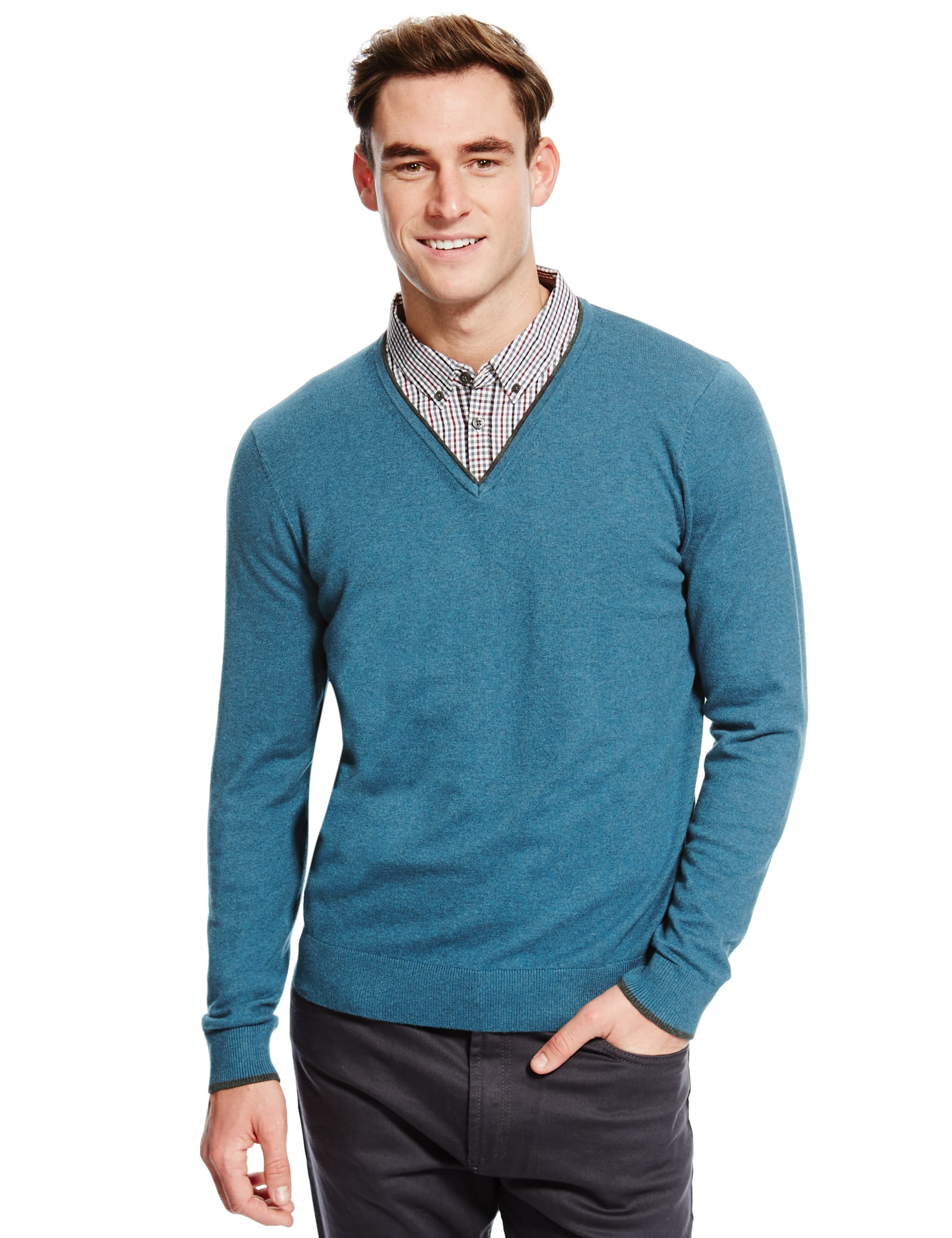 Jumper on top of shirt best sale