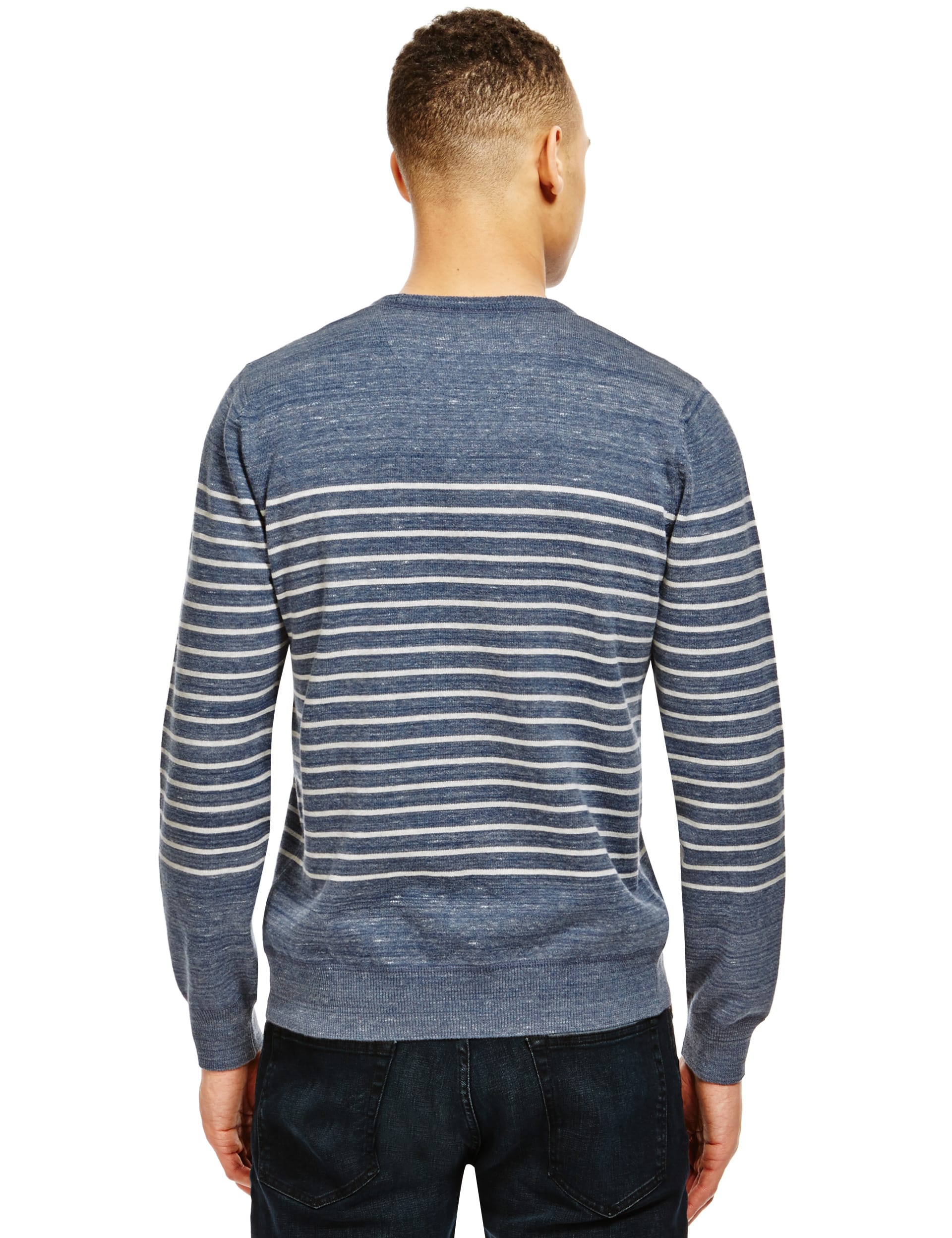 Pure Cotton Slim Fit Striped Jumper Image 2 of 3