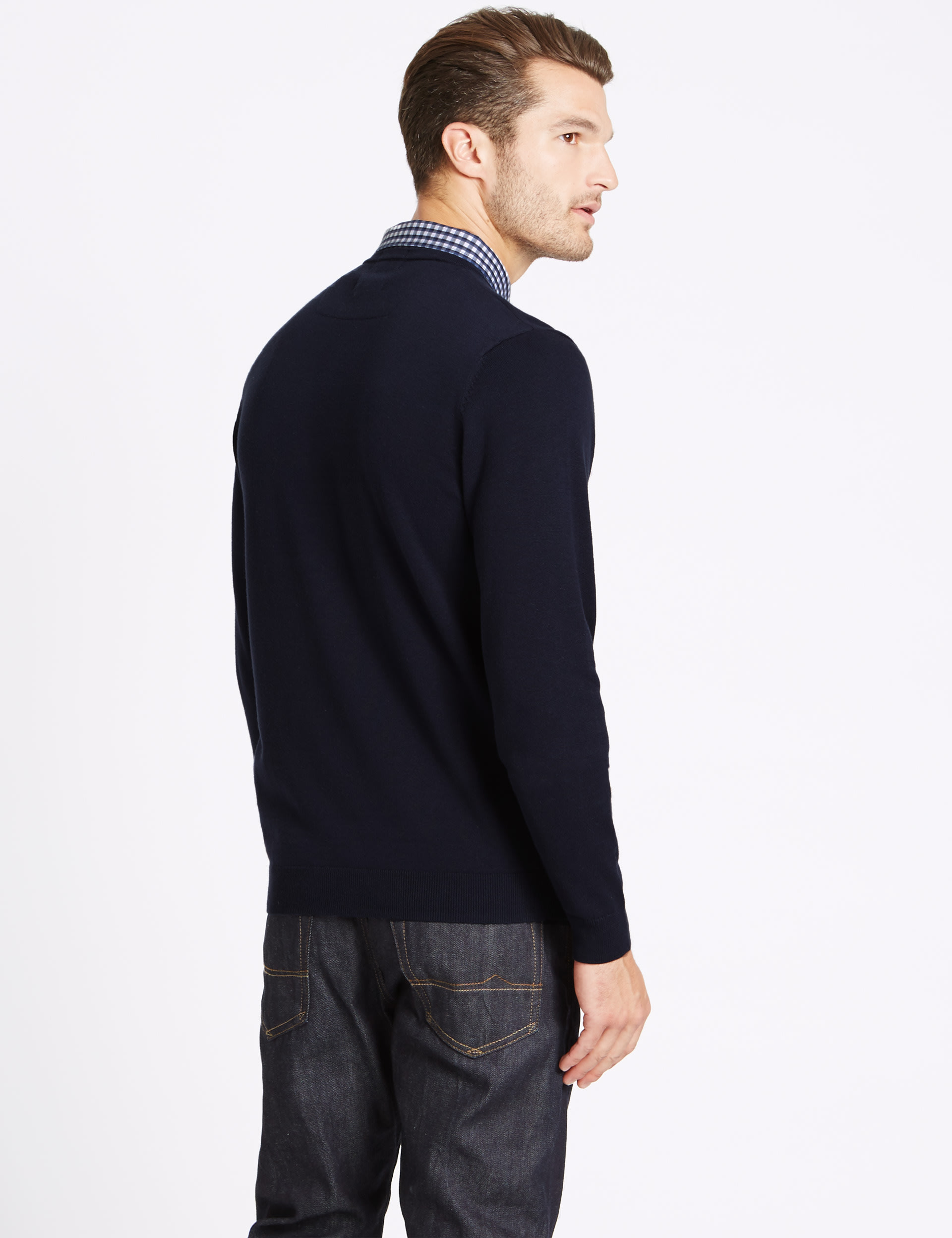 Pure Cotton Mock Shirt Jumper M S Collection M S